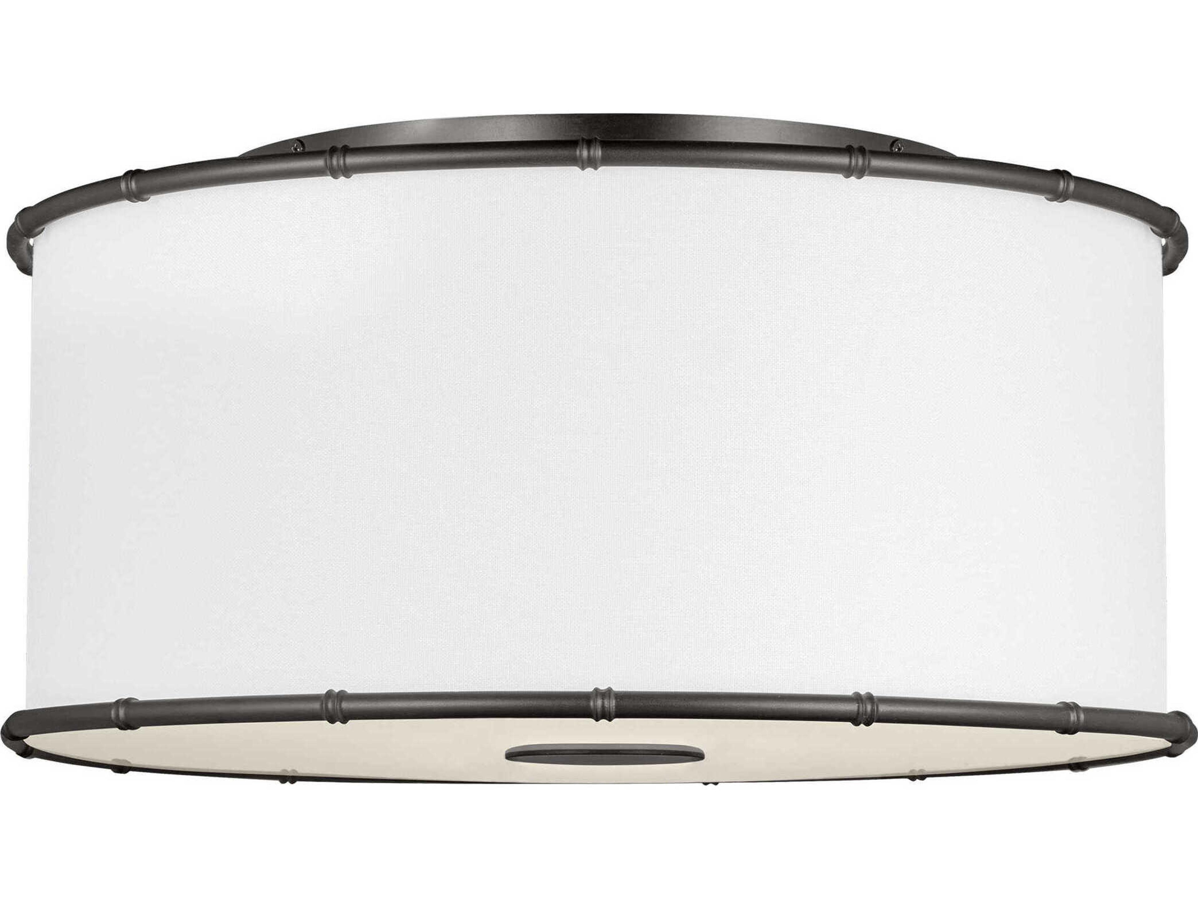 Visual Comfort Studio Aldric 2-Light Aged Iron Bronze Drum Flush Mount