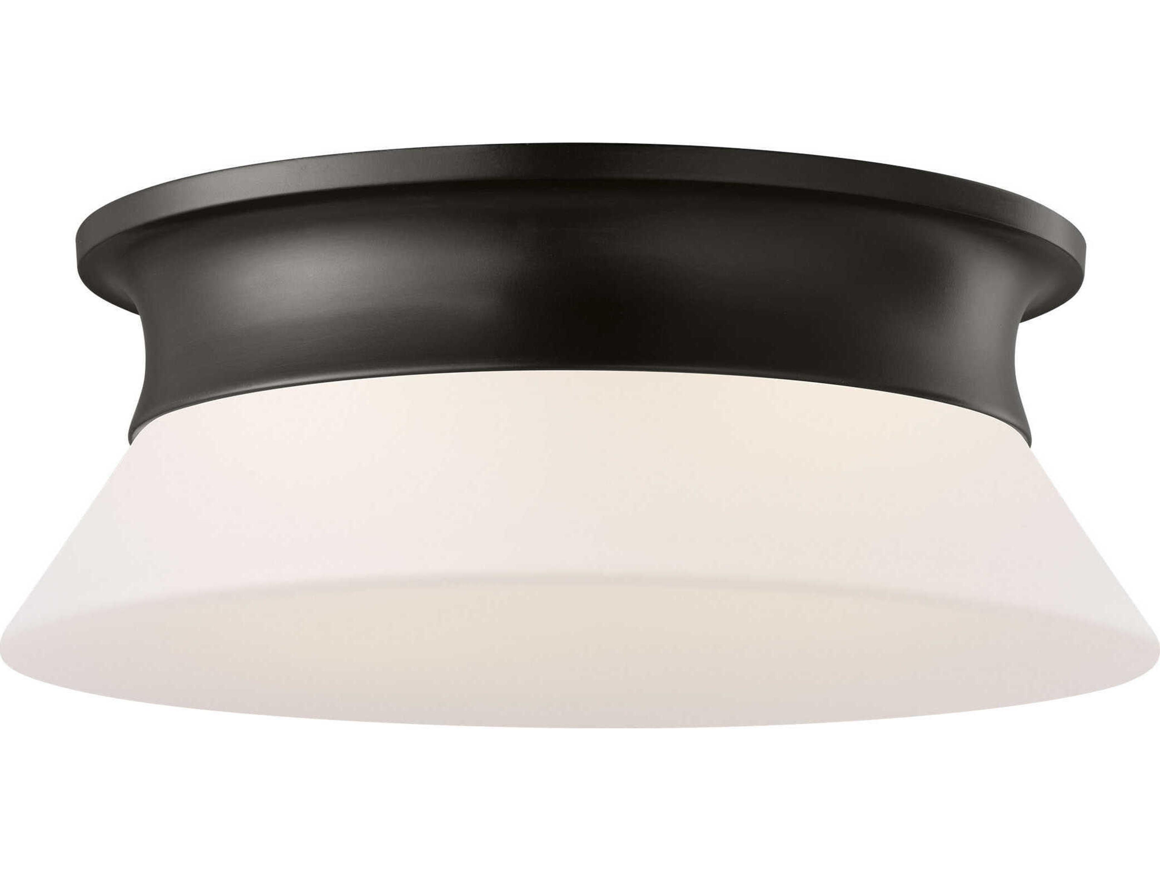 Visual Comfort Studio Panos 2-Light Aged Iron Black Round Flush Mount