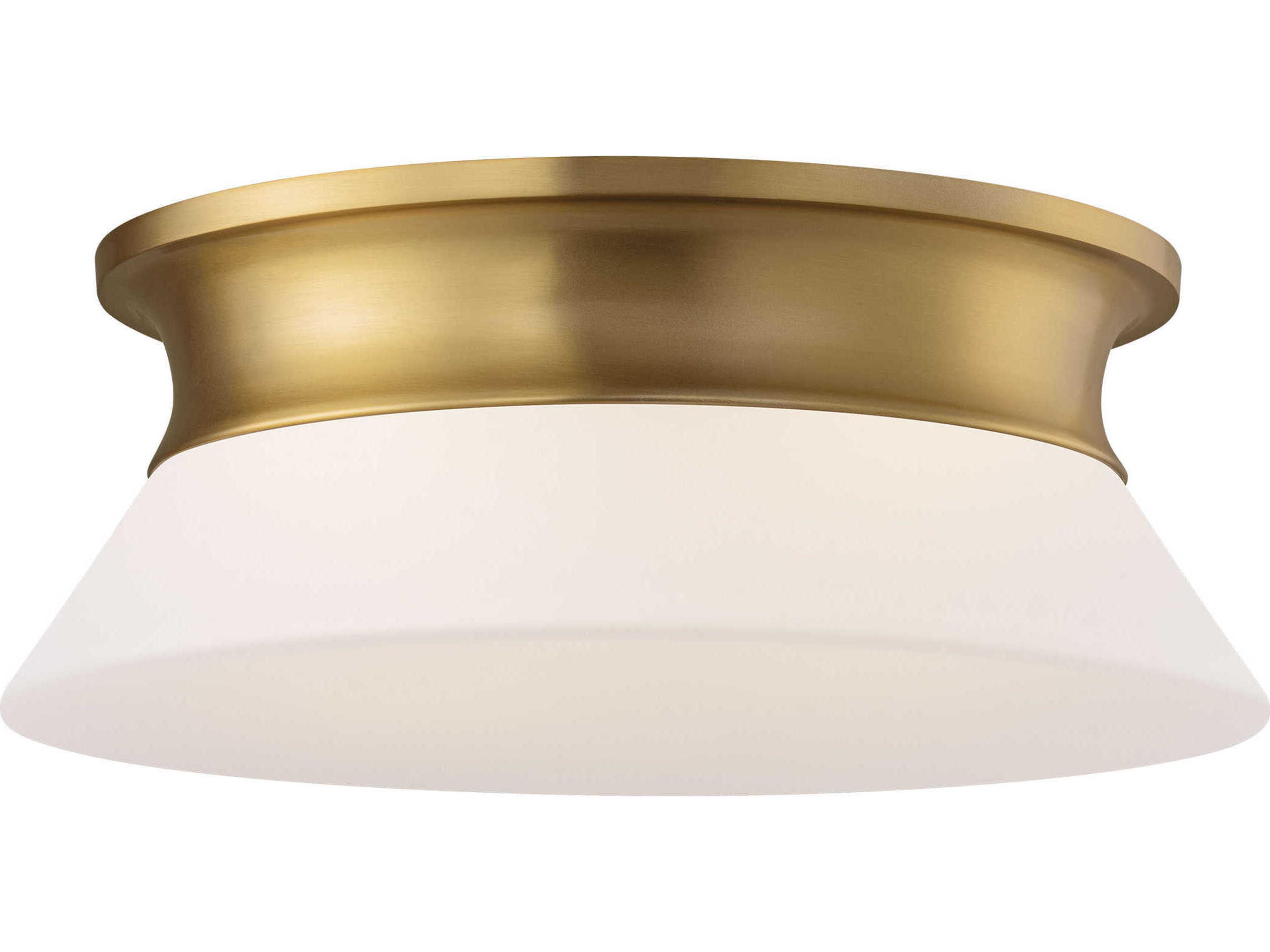 Visual Comfort Studio Panos 2-Light Burnished Brass Round Flush Mount
