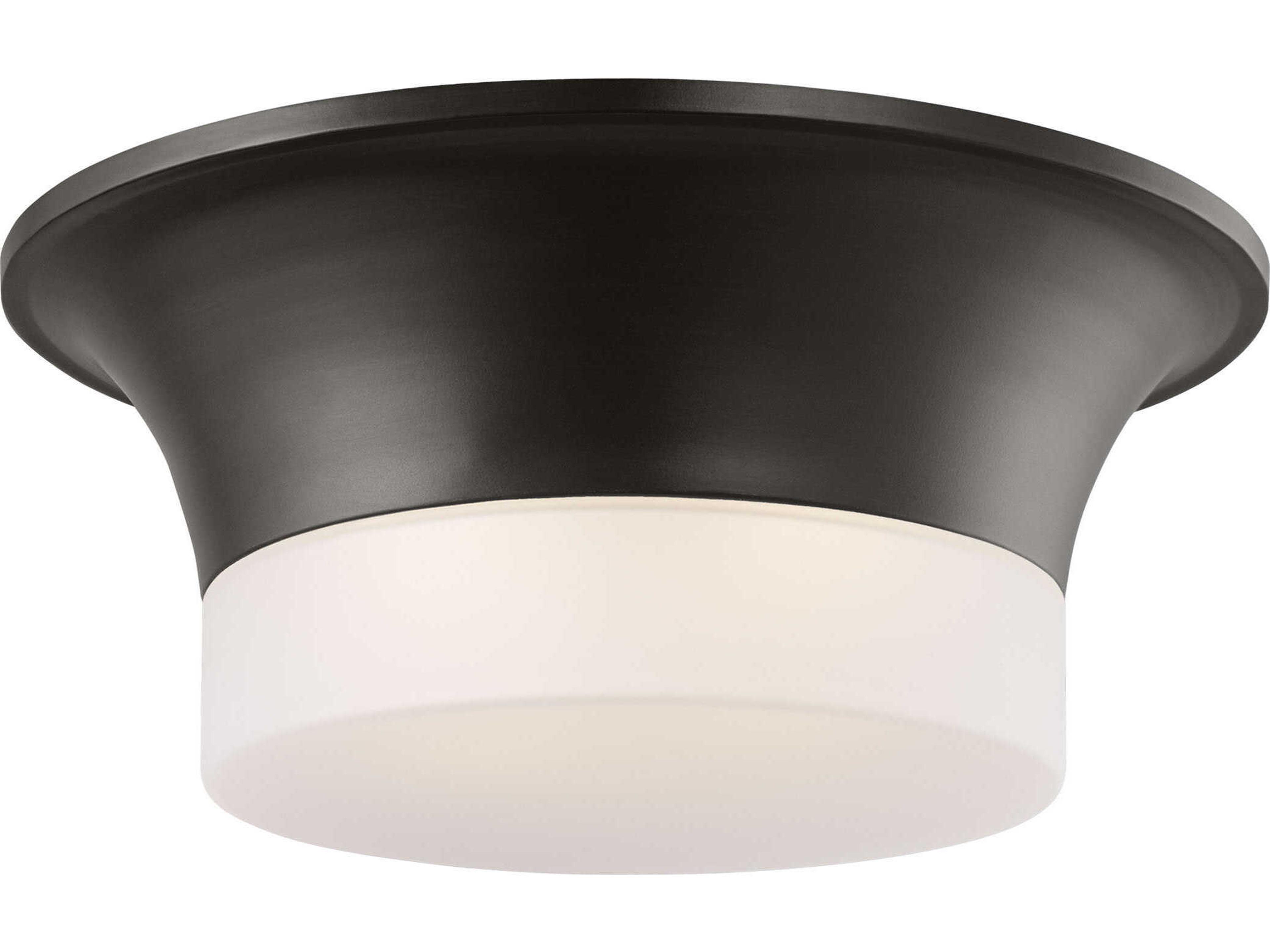 Visual Comfort Studio Sina 2-Light Aged Iron Black Round Flush Mount