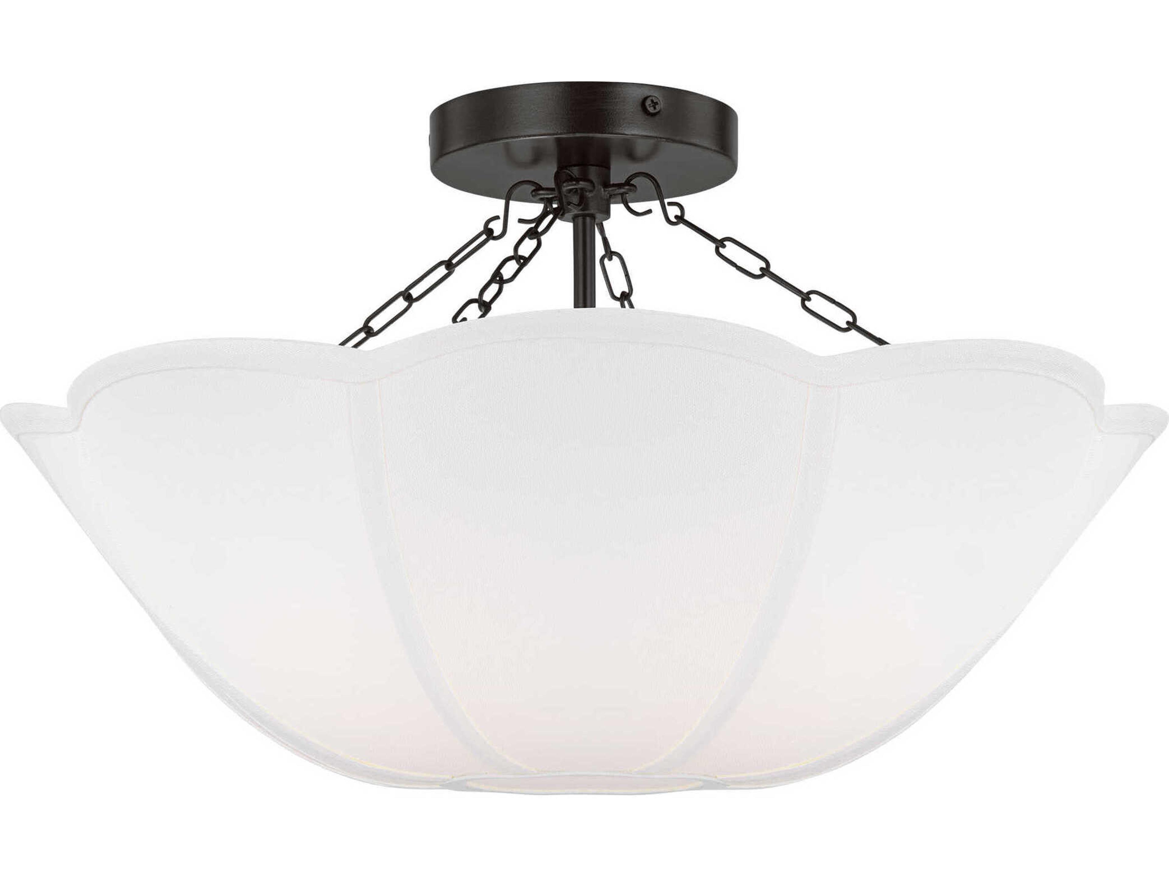 Visual Comfort Studio Stassi 2-Light Aged Iron Black Bowl Semi Flush Mount