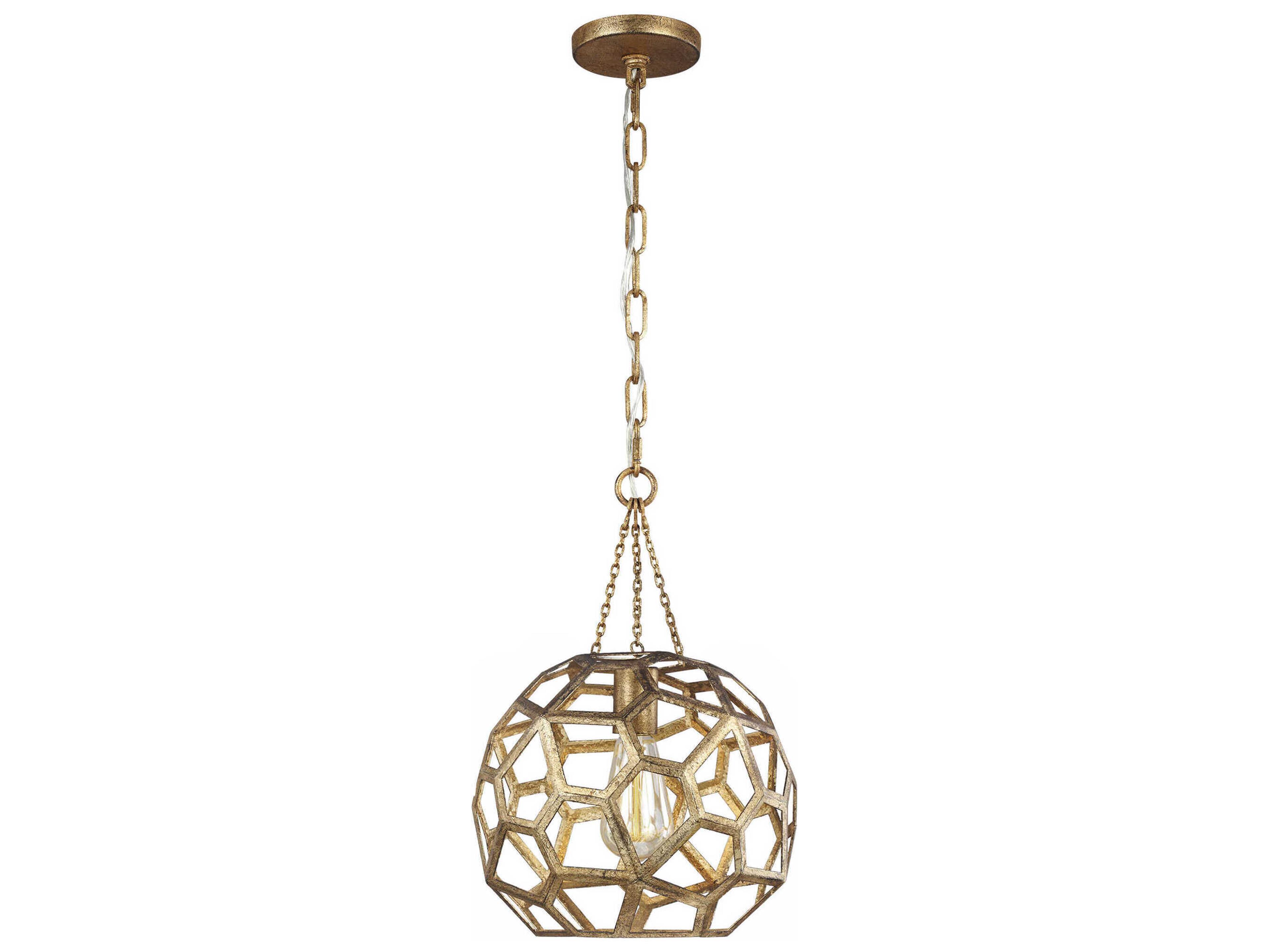 Visual Comfort Studio Feccetta 1-Light Antique Gild Gold Geometric Mini Pendant