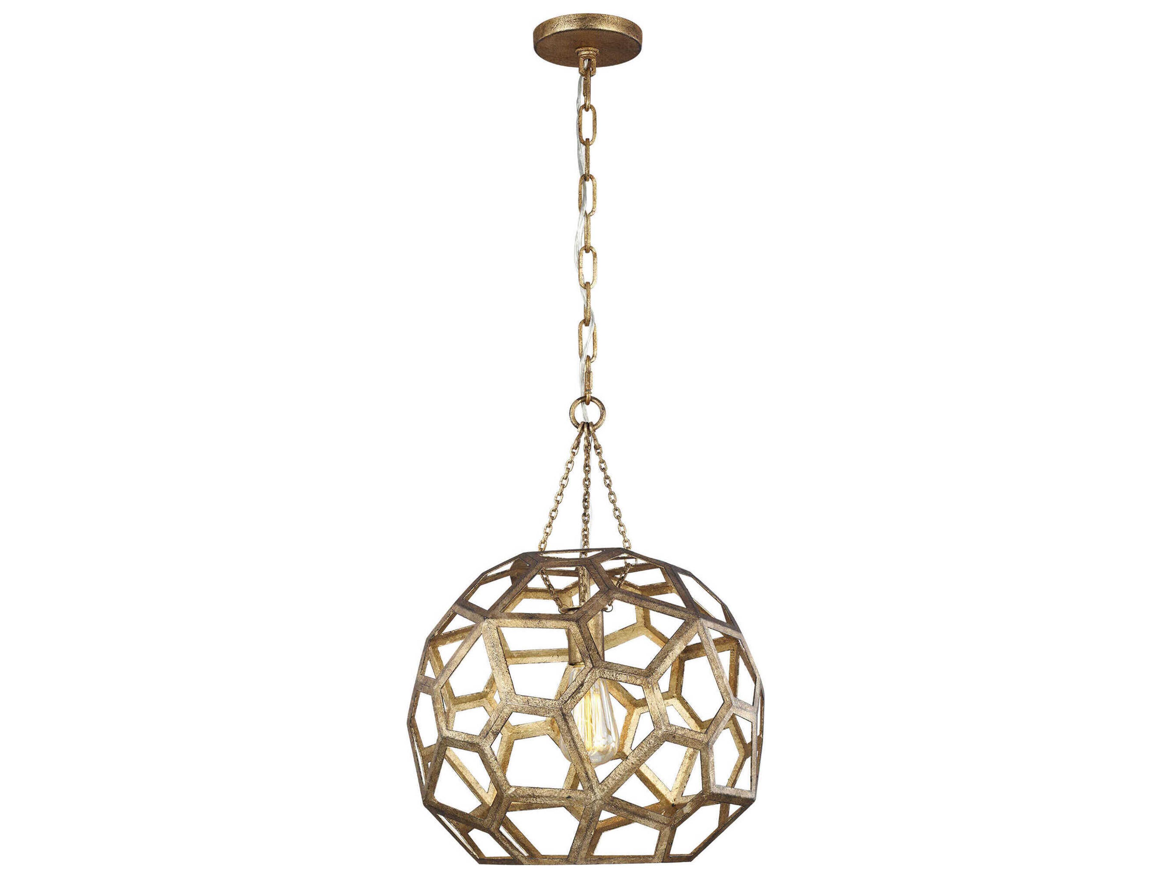 Visual Comfort Studio Feccetta 1-Light Antique Gild Gold Geometric Pendant