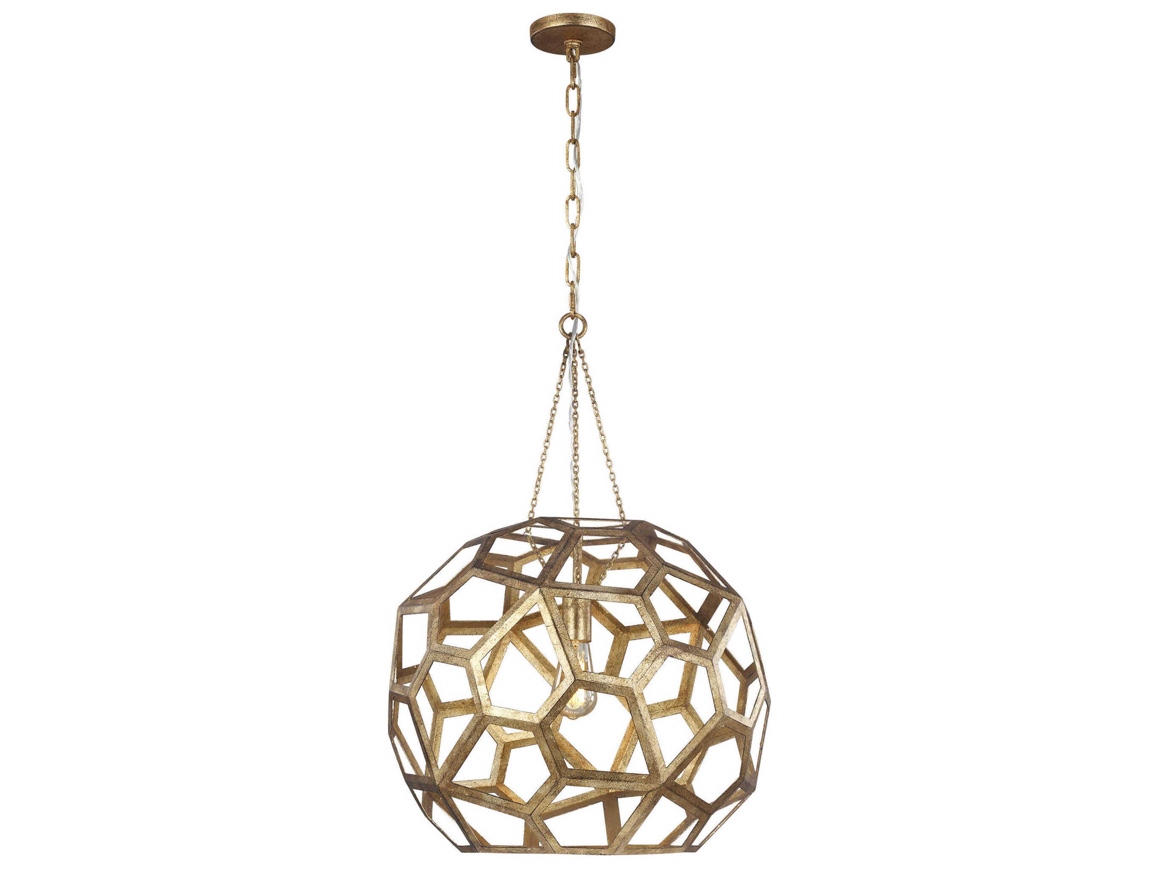 Visual Comfort Studio Feccetta 1-Light Antique Gild Gold Geometric Pendant