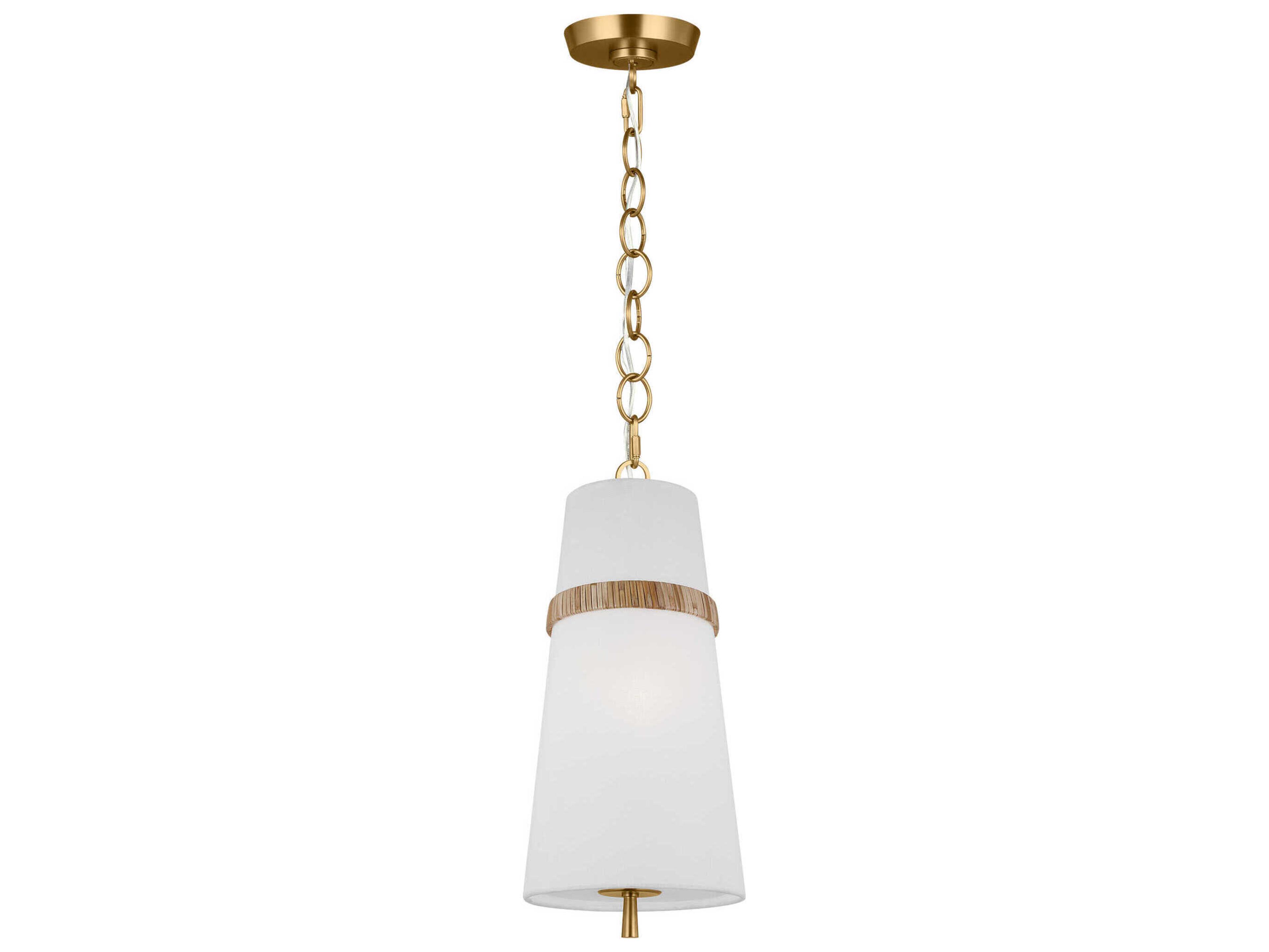 Visual Comfort Studio Cordtlandt 1-Light Rattan Brown Cylinder Mini Pendant