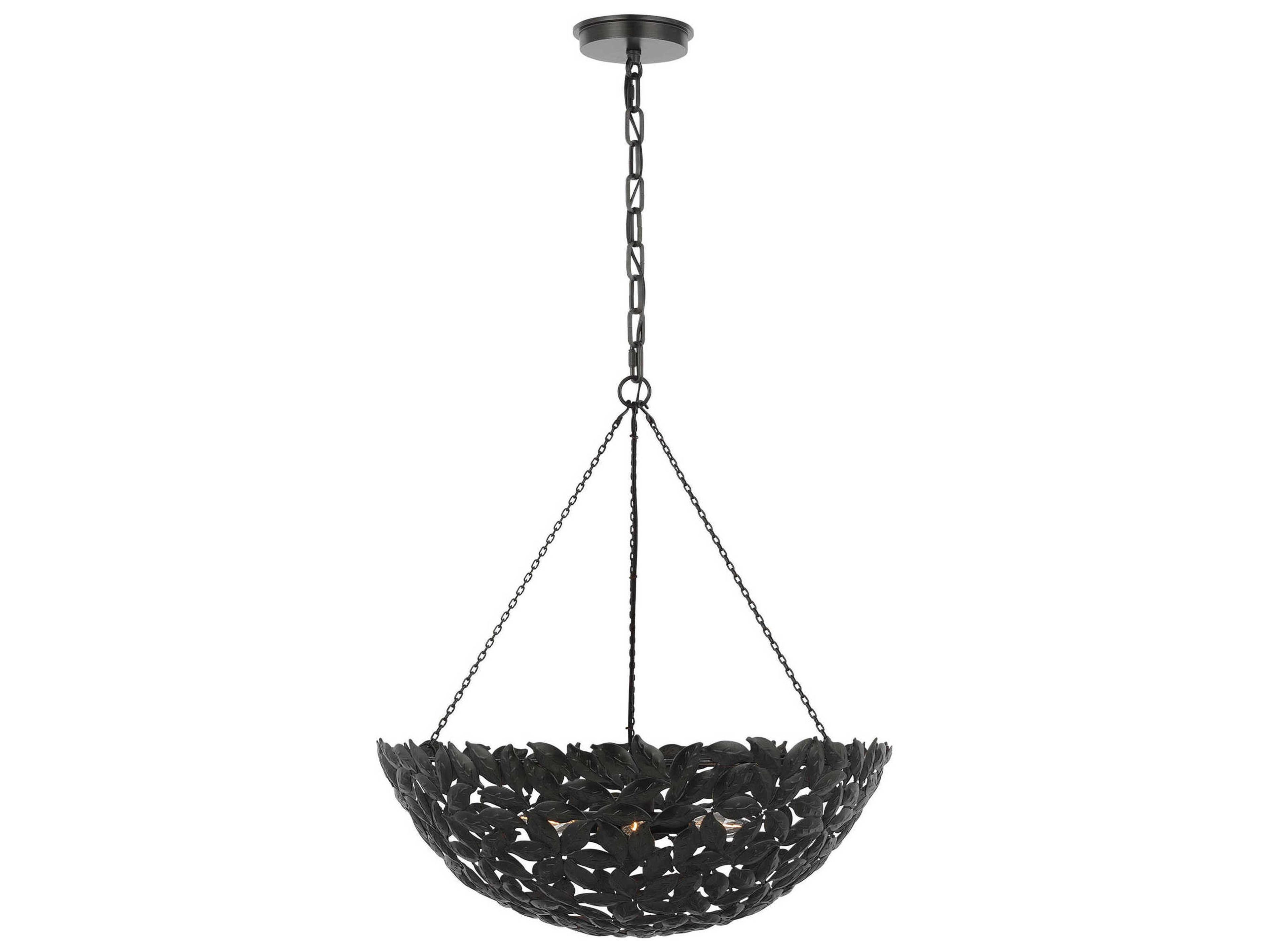 Visual Comfort Studio Kelan 6-Light Aged Iron Black Bowl Pendant