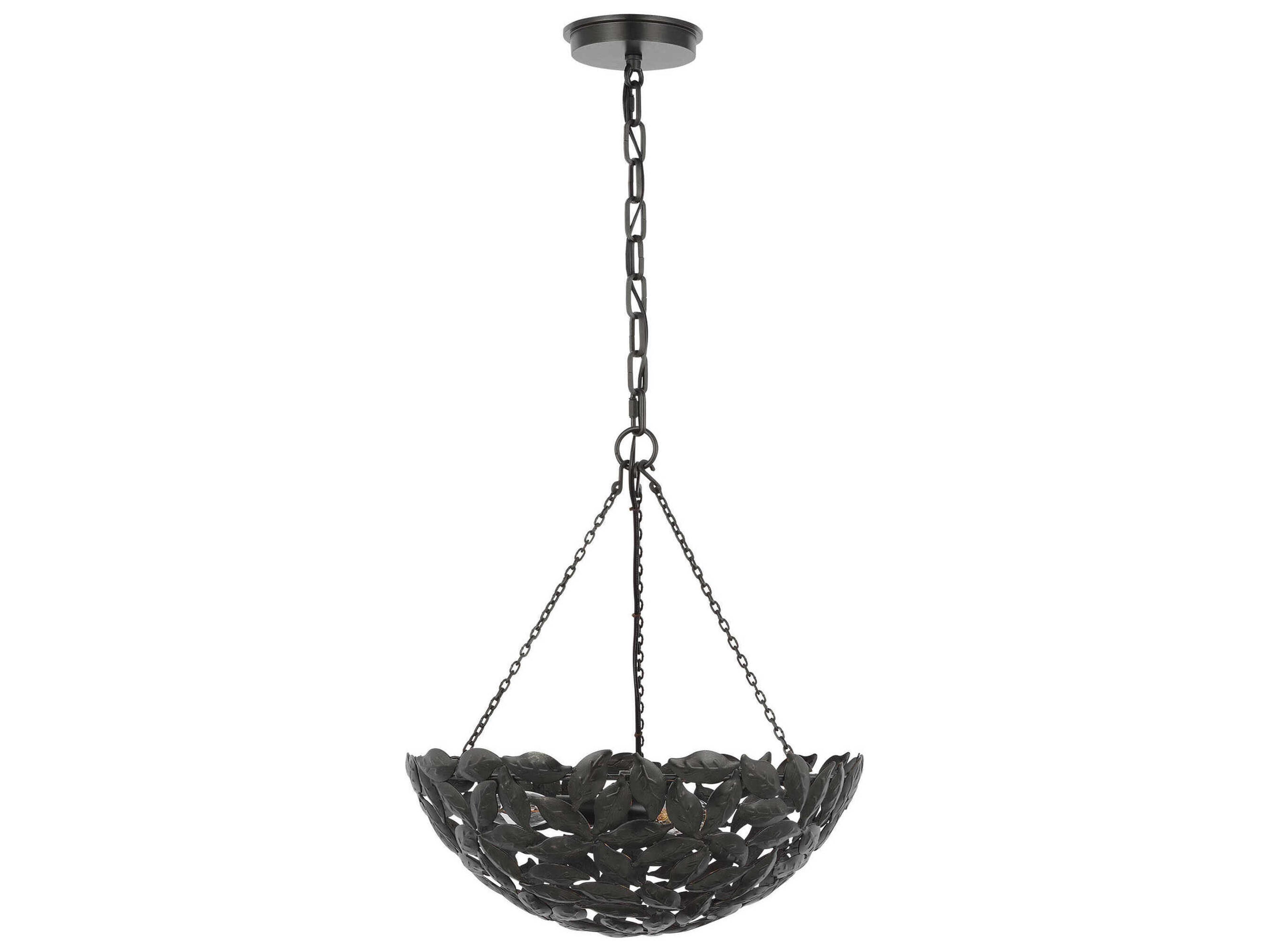 Visual Comfort Studio Kelan 6-Light Aged Iron Black Bowl Pendant