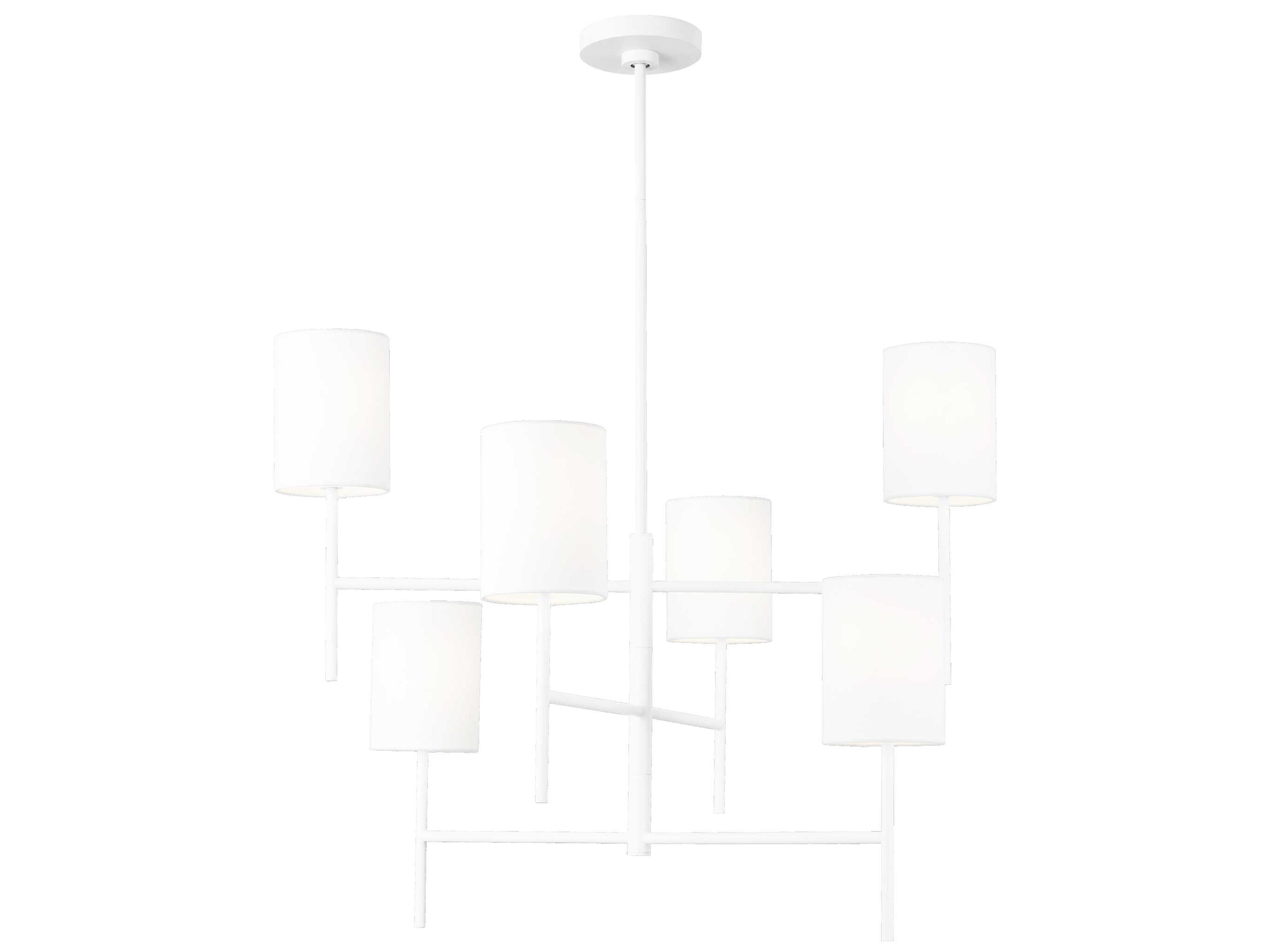 Visual Comfort Studio Key 6-Light Matte White Candelabra Cylinder Chandelier
