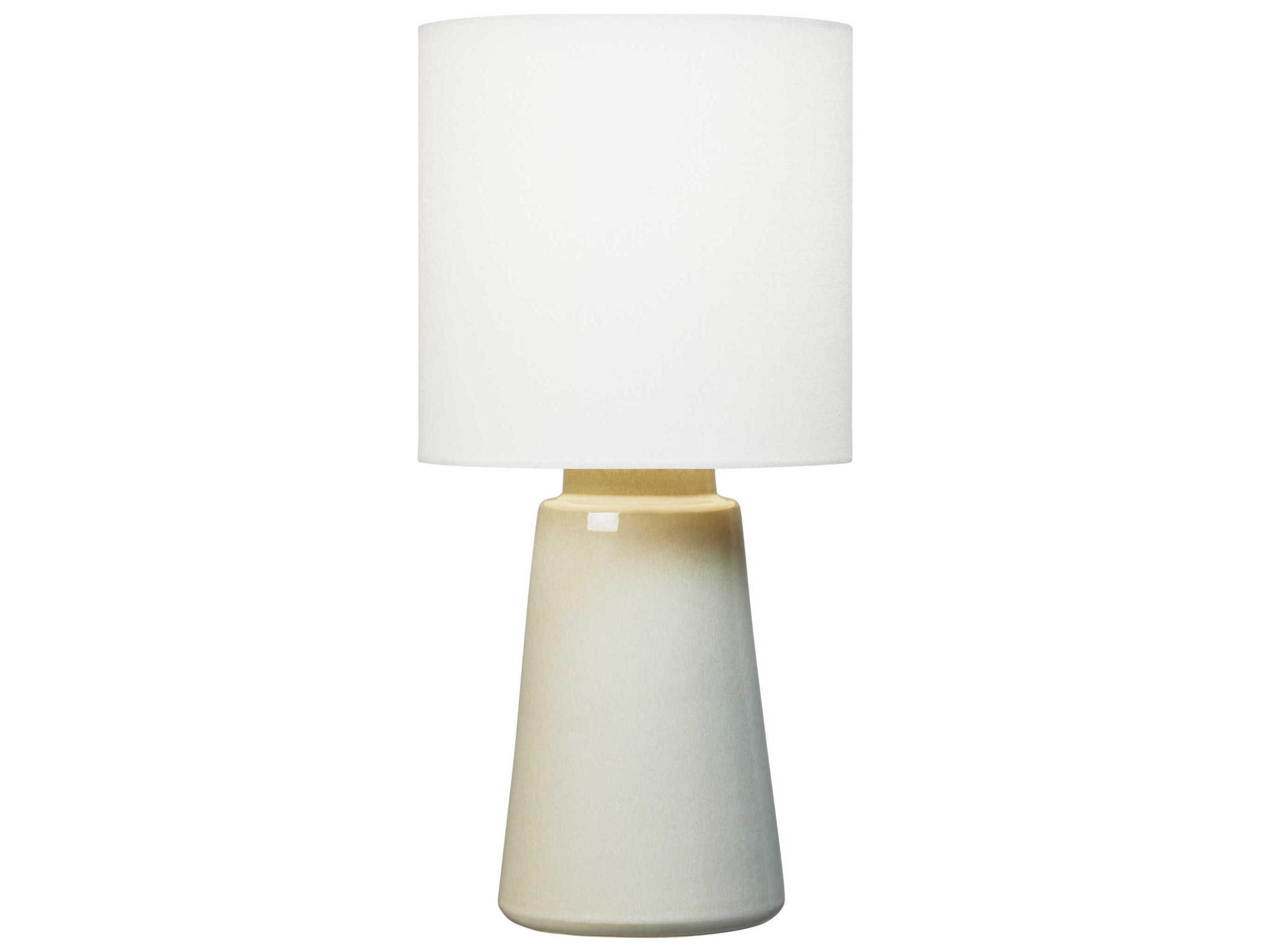 Visual Comfort Studio Vessel Shellish Grey White Linen Fabric Table Lamp