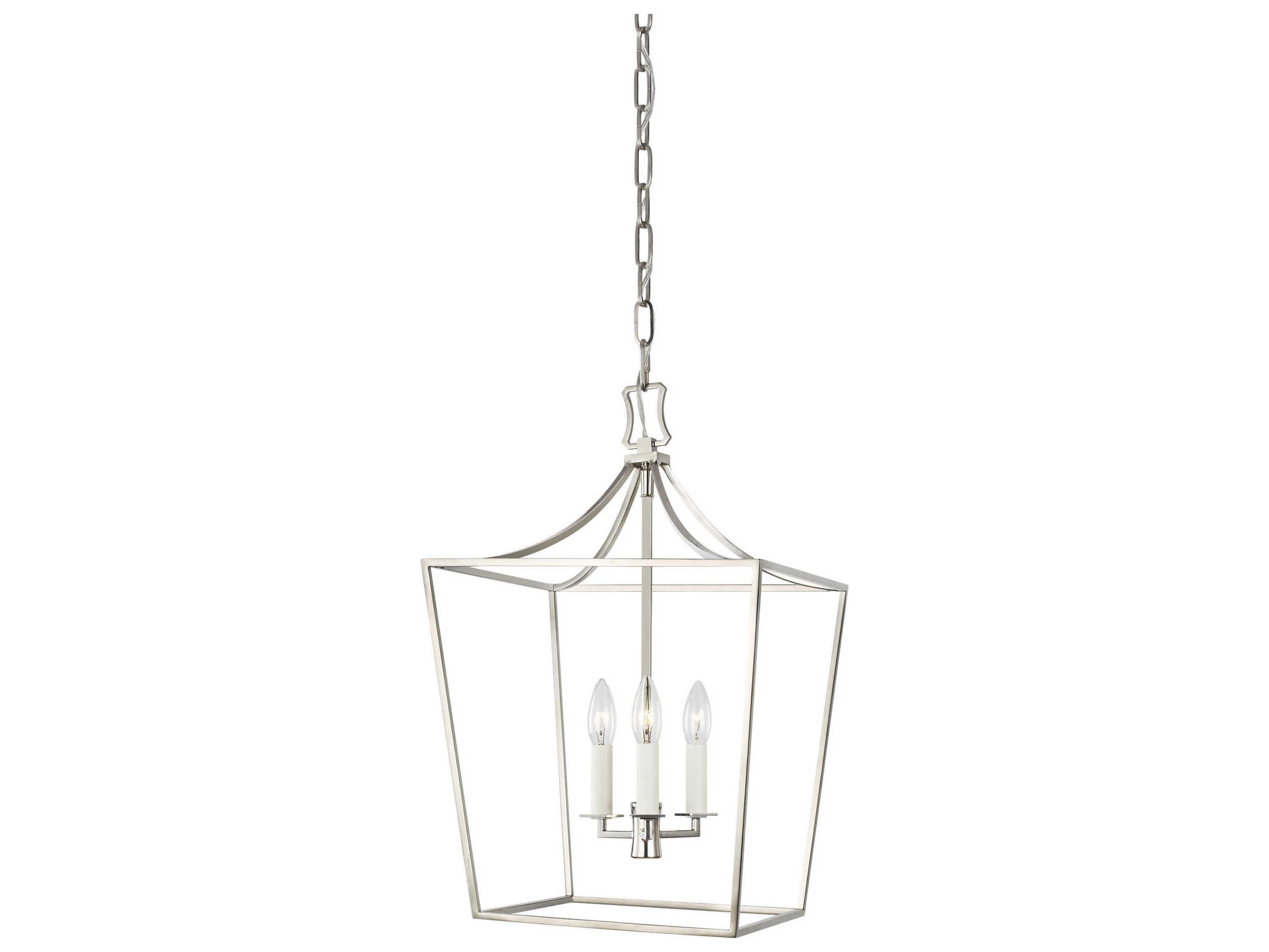 Visual Comfort Studio Southold 3-Light Polished Nickel Lantern Chandelier