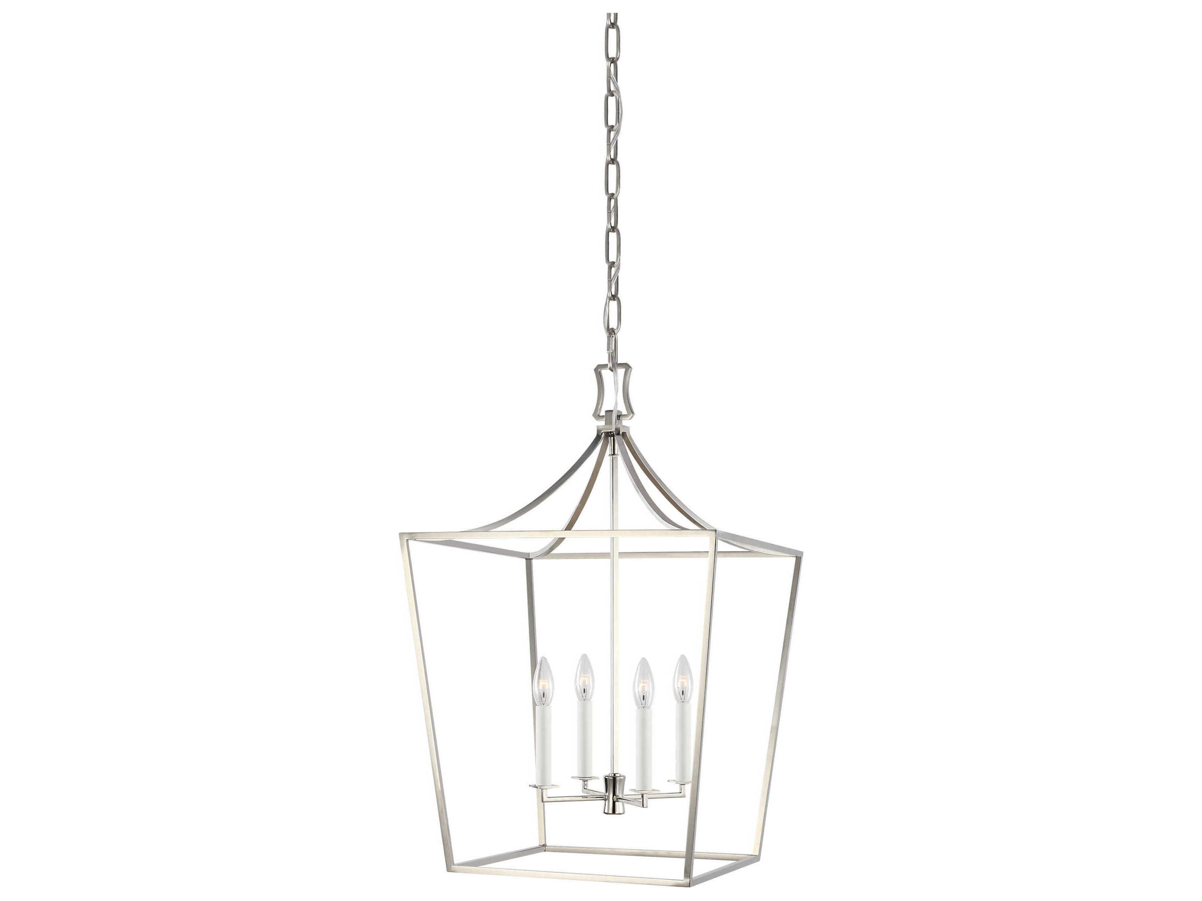 Visual Comfort Studio Southold 4-Light Polished Nickel Lantern Chandelier