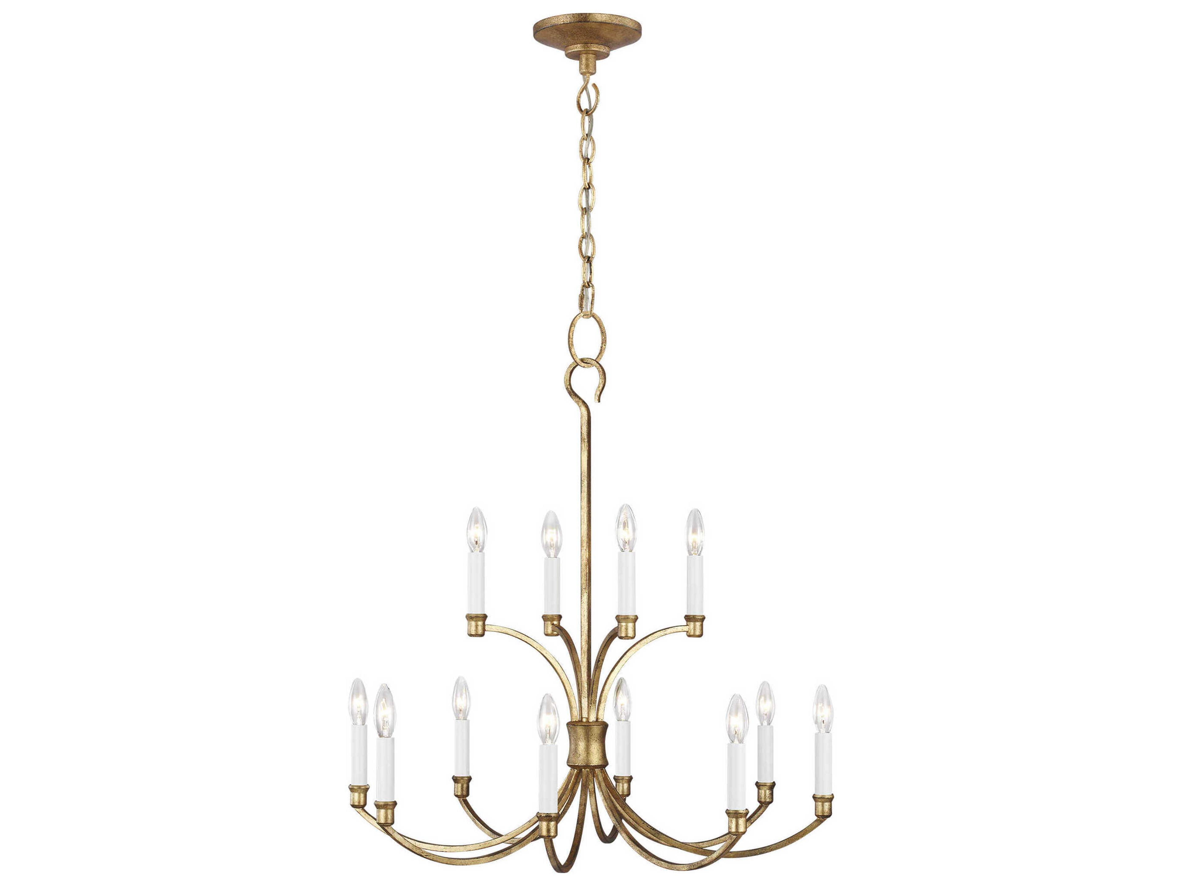 Visual Comfort Studio Westerly 12-Light Antique Gild Gold Traditional Candelabra Tiered Chandelier