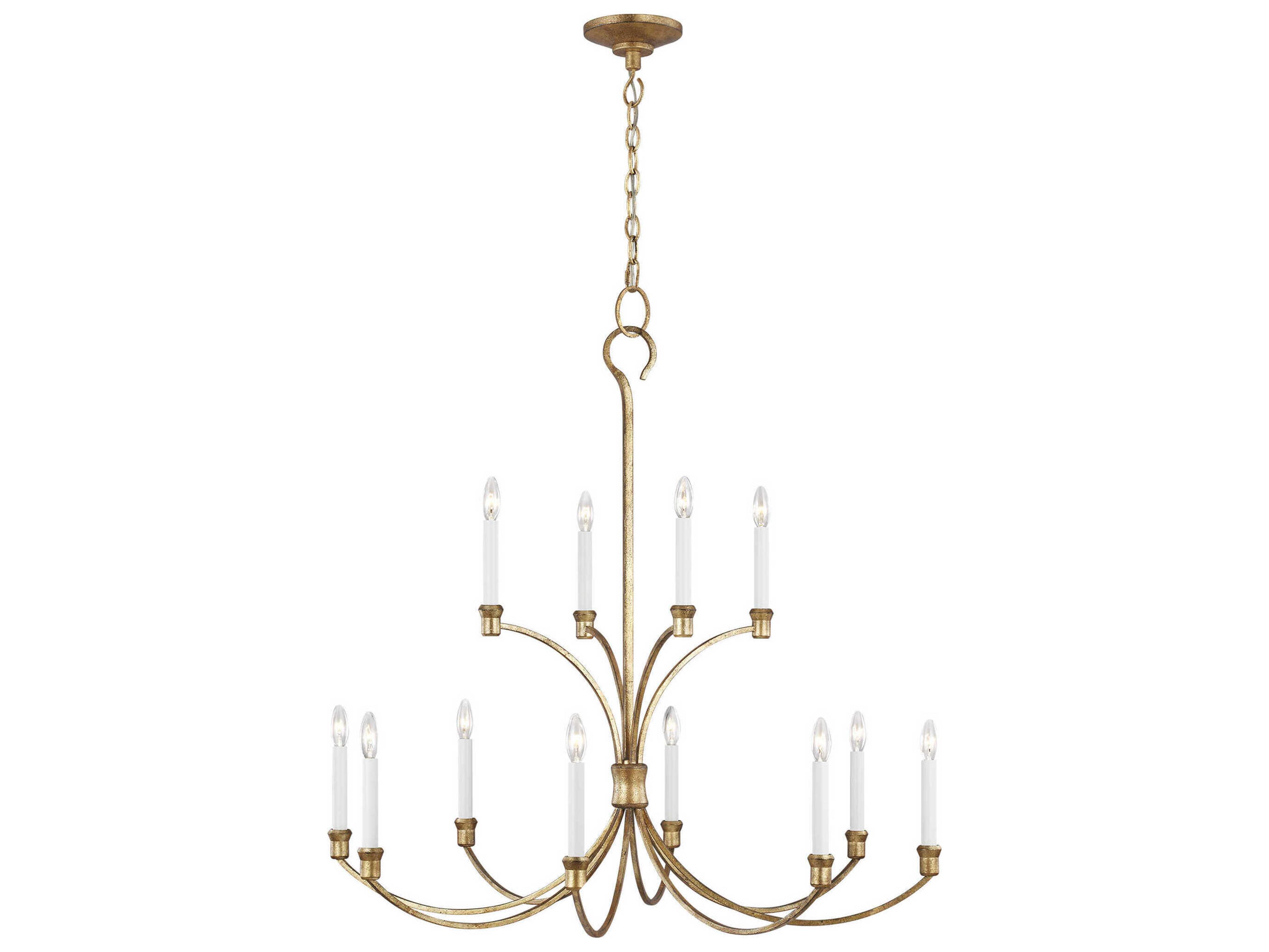 Visual Comfort Studio Westerly 12-Light Antique Gild Gold Traditional Candelabra Tiered Chandelier