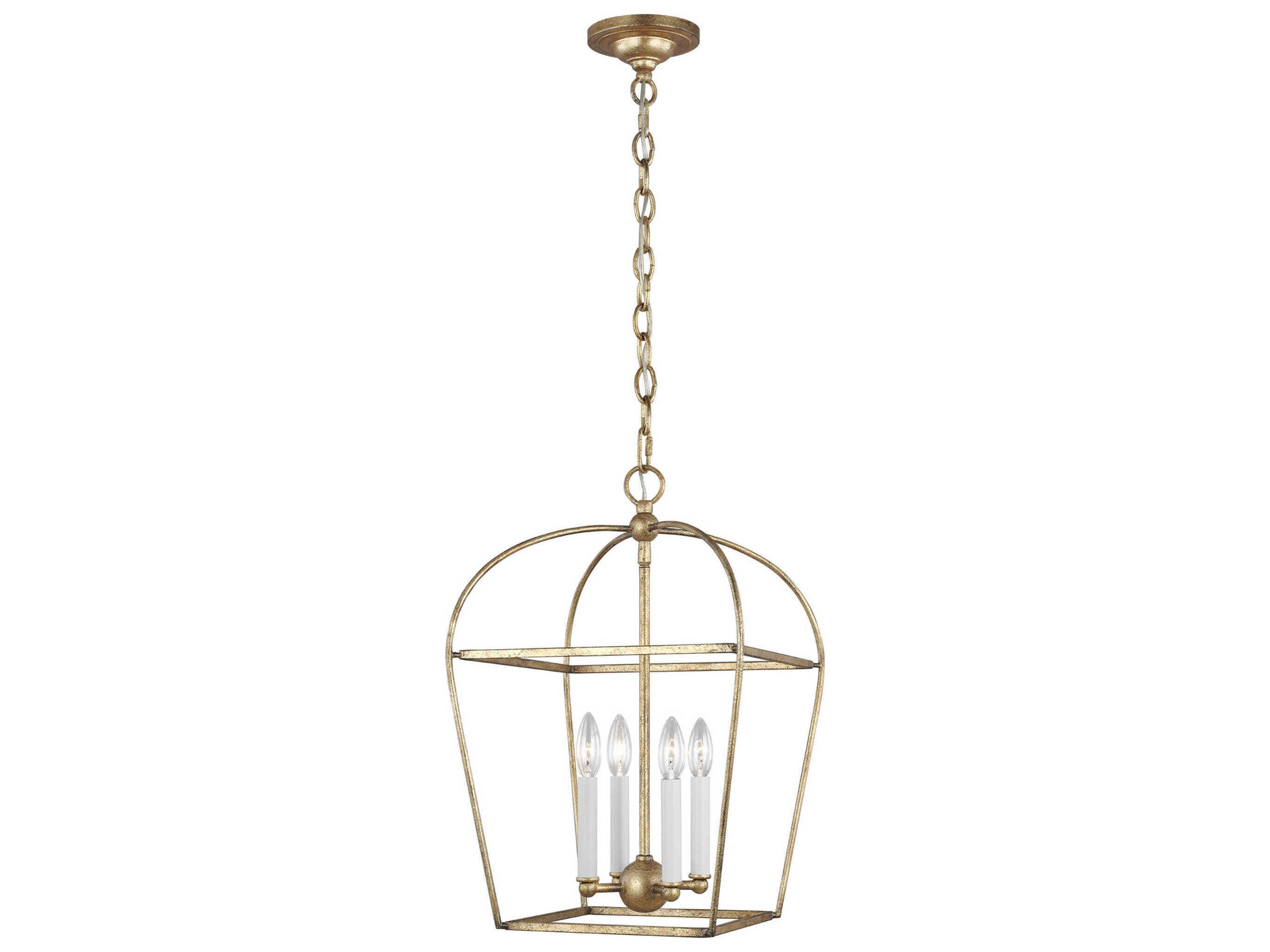 Visual Comfort Studio Stonington 4-Light Antique Gild Gold Lantern Chandelier