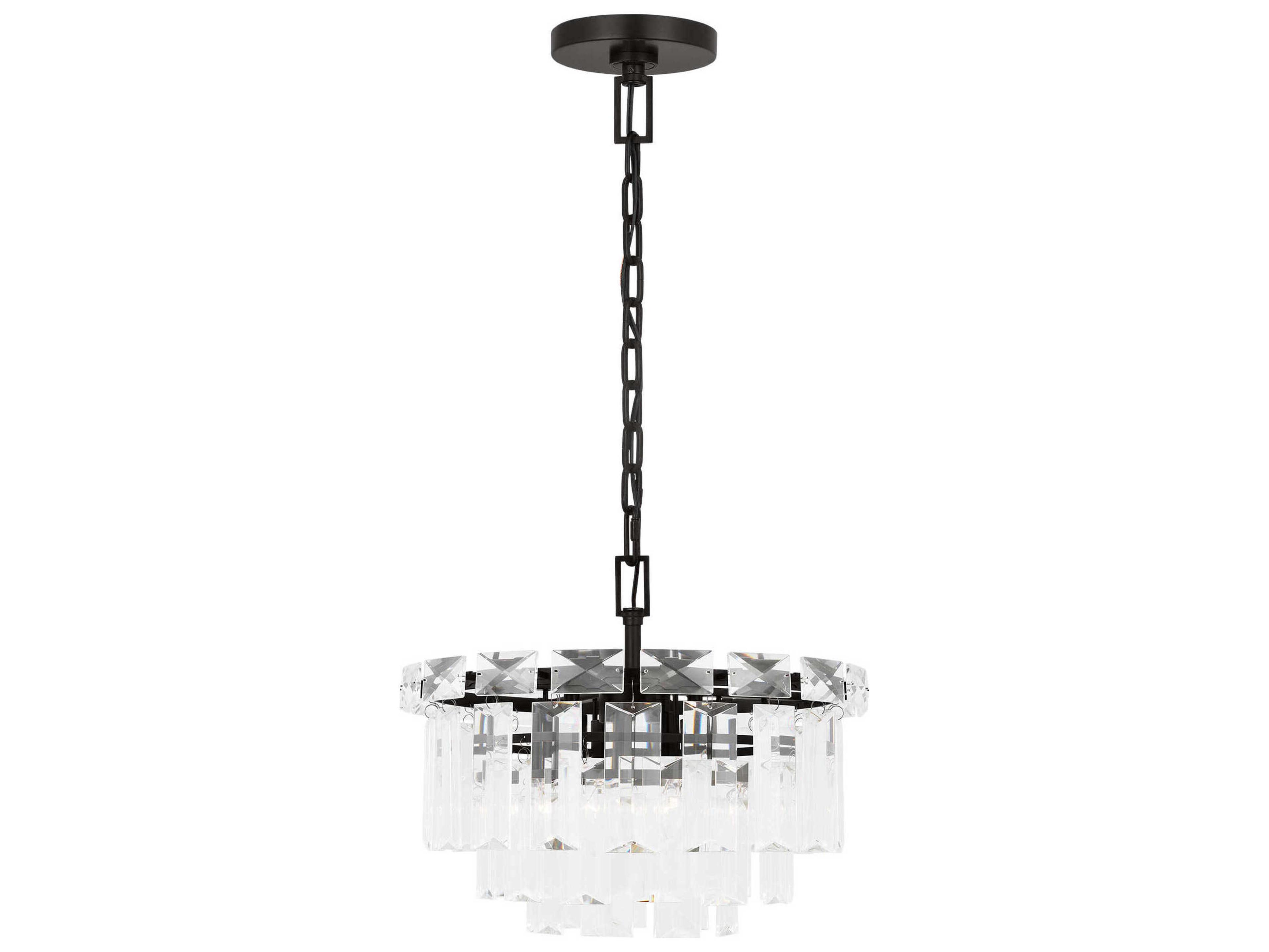 Visual Comfort Studio Arden 4-Light Aged Iron Black Tiered Chandelier