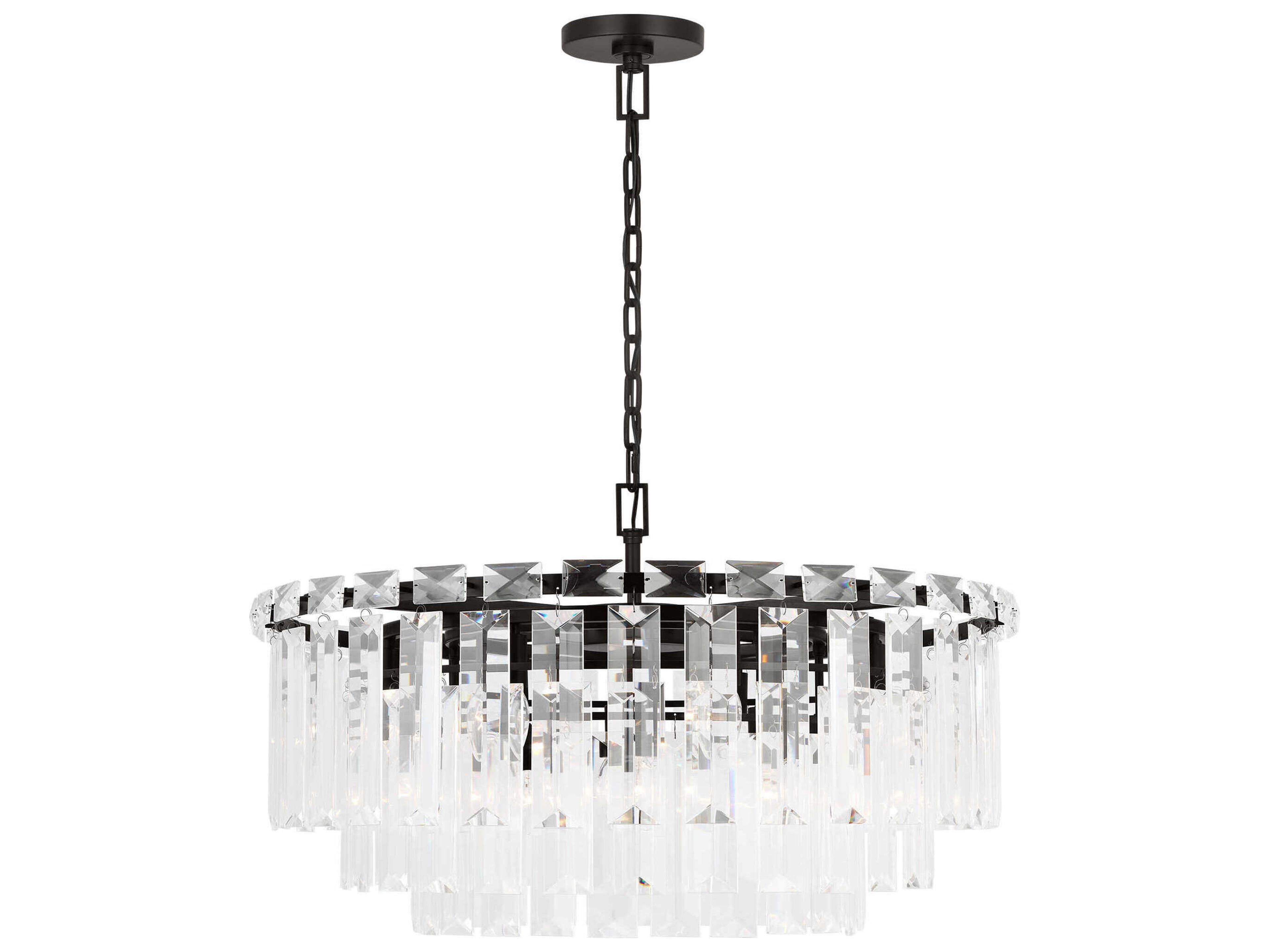 Visual Comfort Studio Arden 16-Light Aged Iron Black Tiered Chandelier
