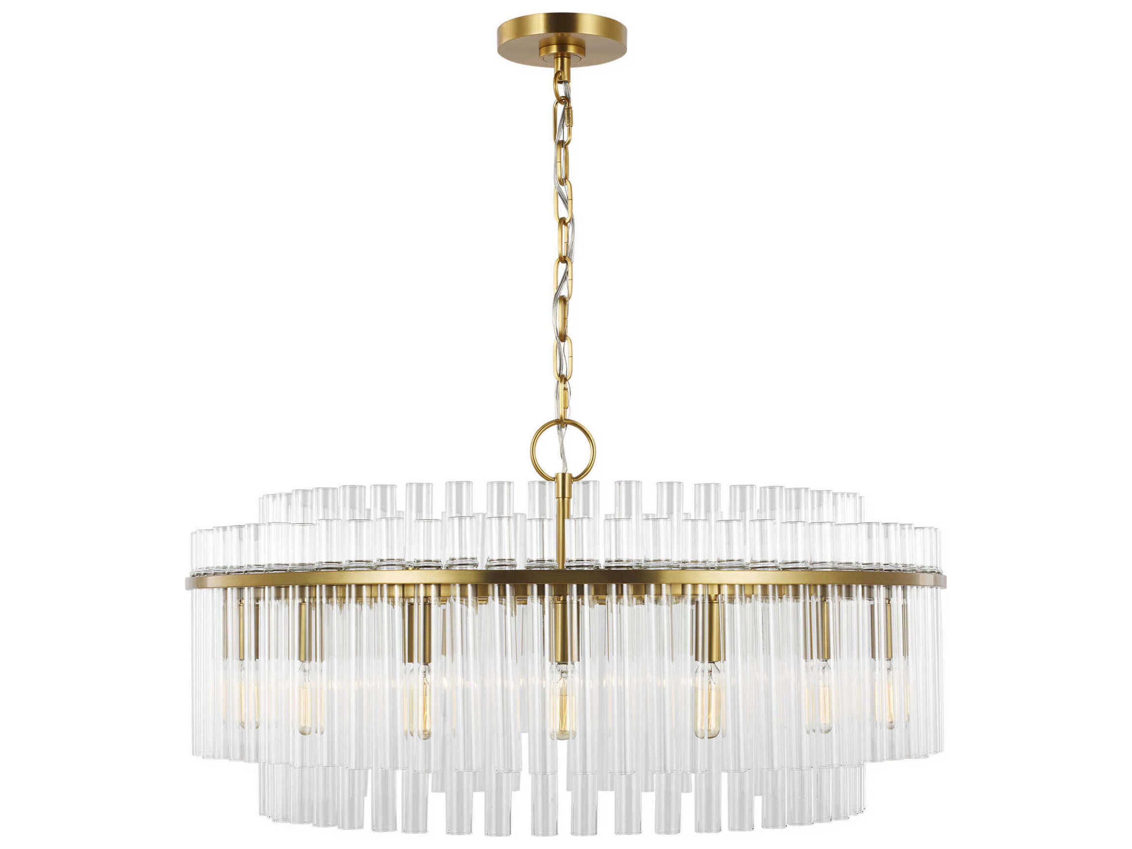 Visual Comfort Studio Beckett 16-Light Burnished Brass Drum Chandelier