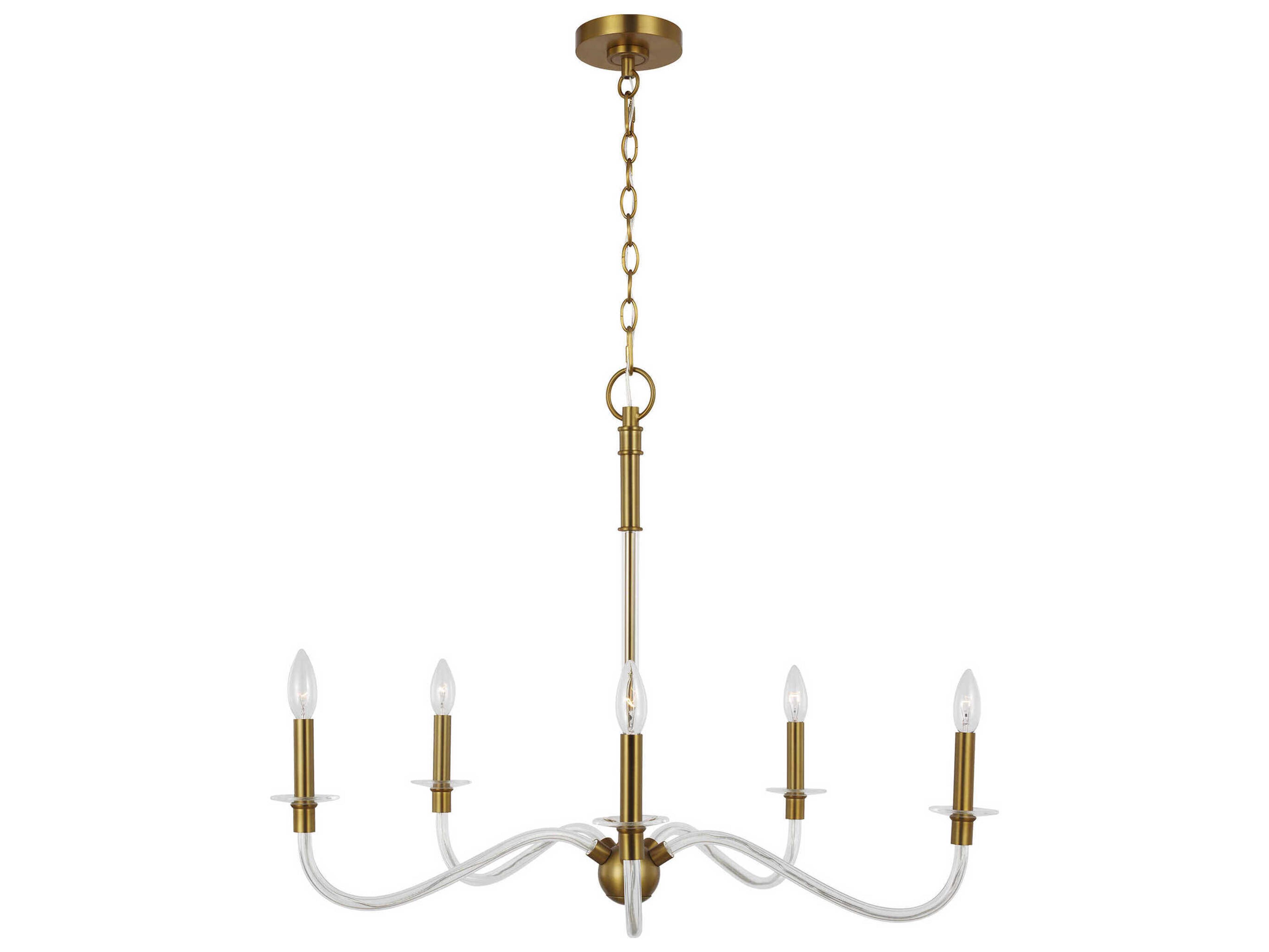 Visual Comfort Studio Hanover 5-Light Burnished Brass Candelabra Chandelier