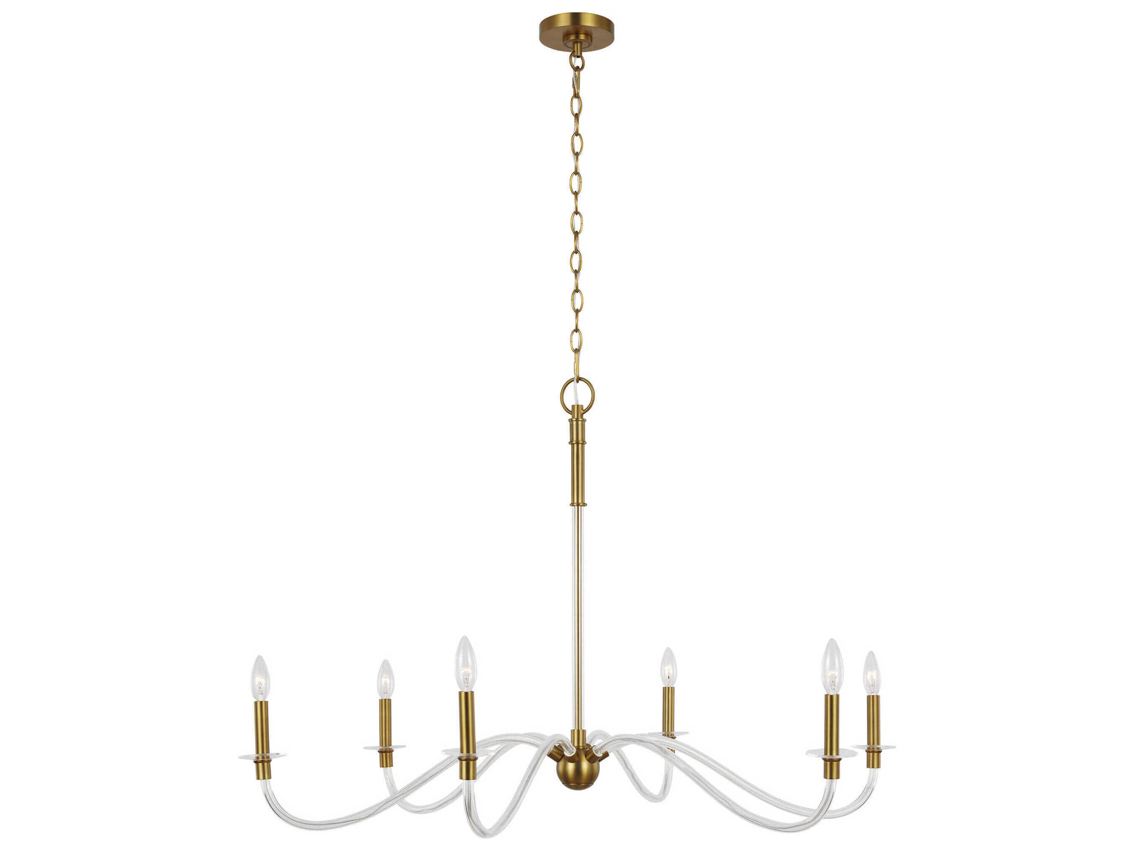 Visual Comfort Studio Hanover 6-Light Burnished Brass Candelabra Chandelier