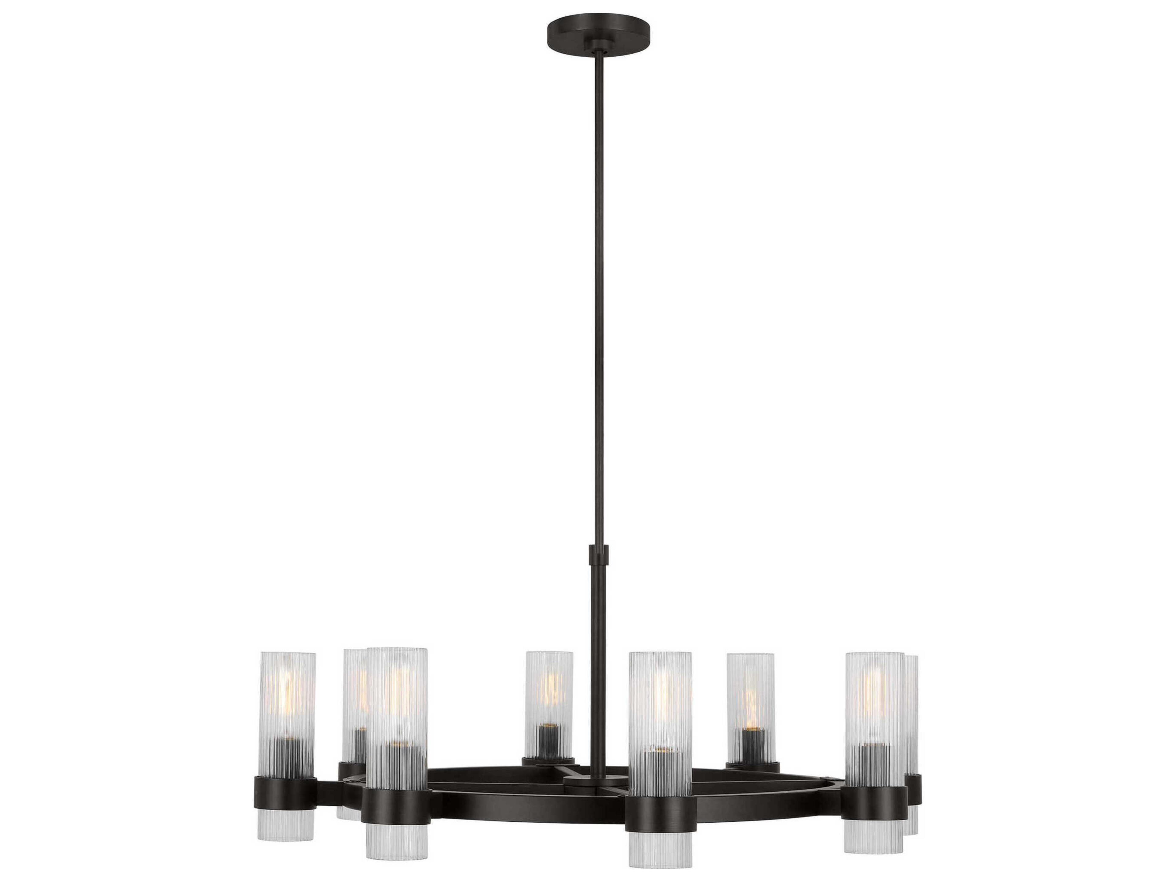 Visual Comfort Studio Geneva 8-Light Aged Iron Black Cylinder Chandelier