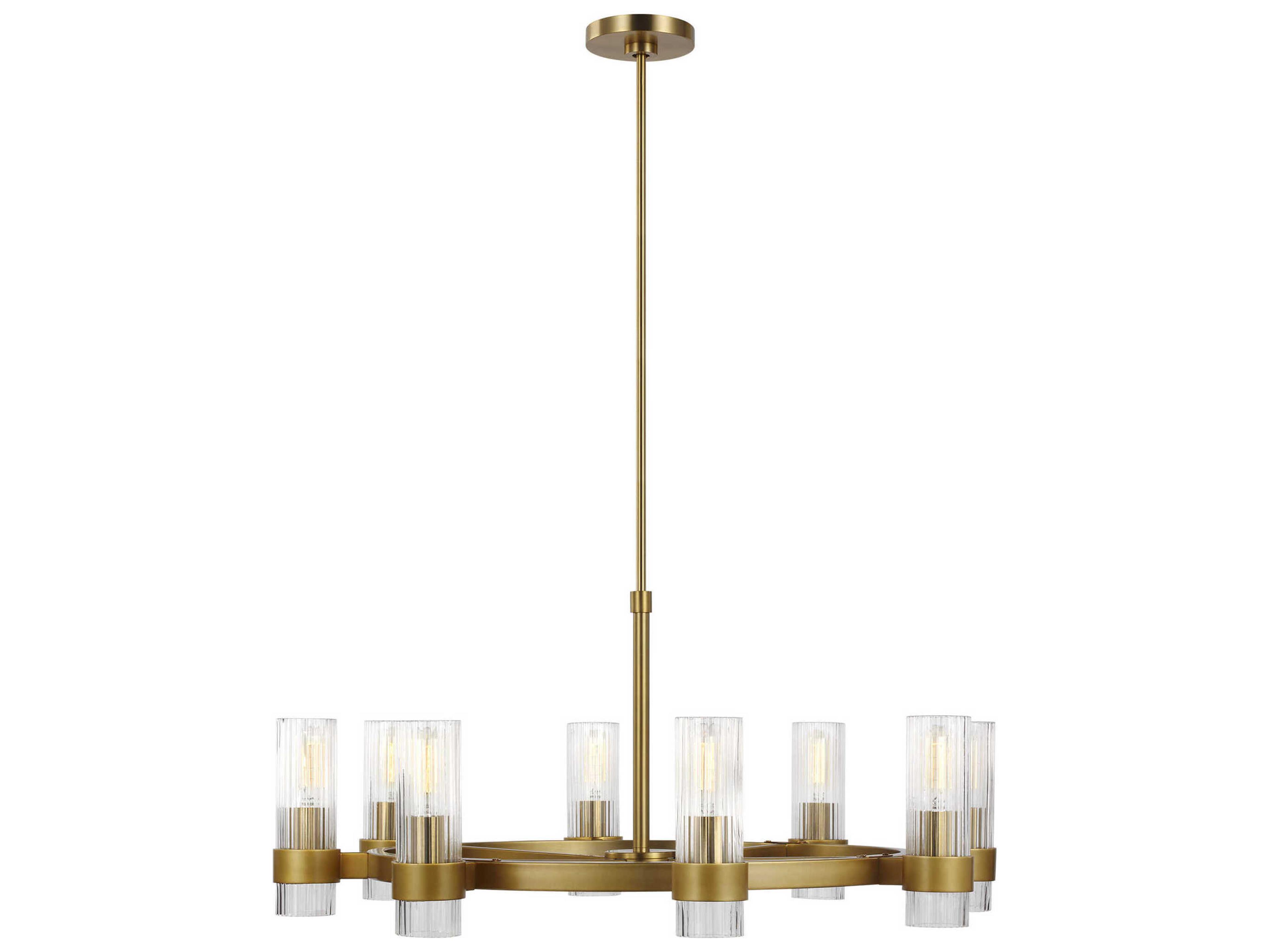 Visual Comfort Studio Geneva 8-Light Burnished Brass Cylinder Chandelier