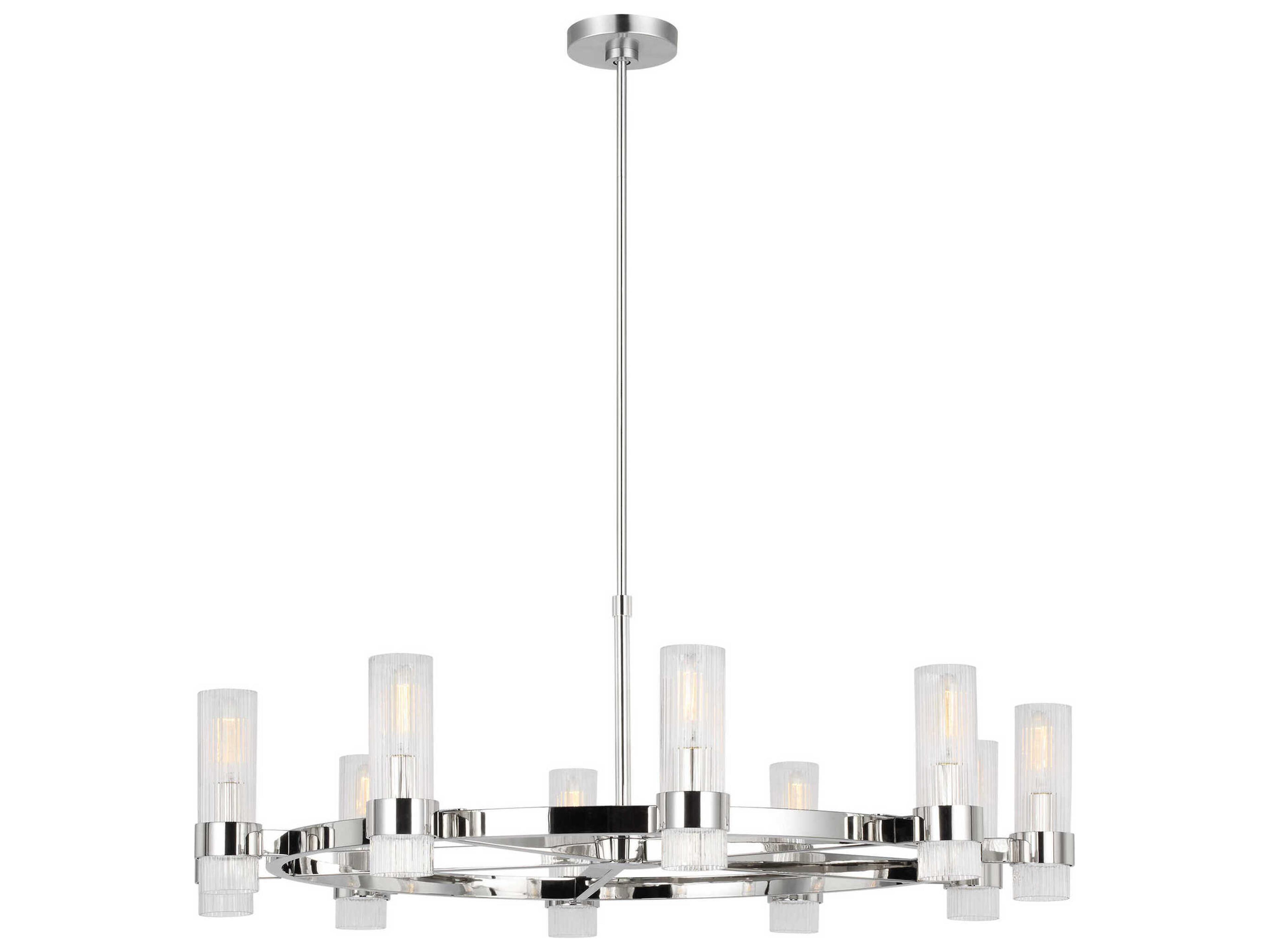 Visual Comfort Studio Geneva 8-Light Polished Nickel Cylinder Chandelier