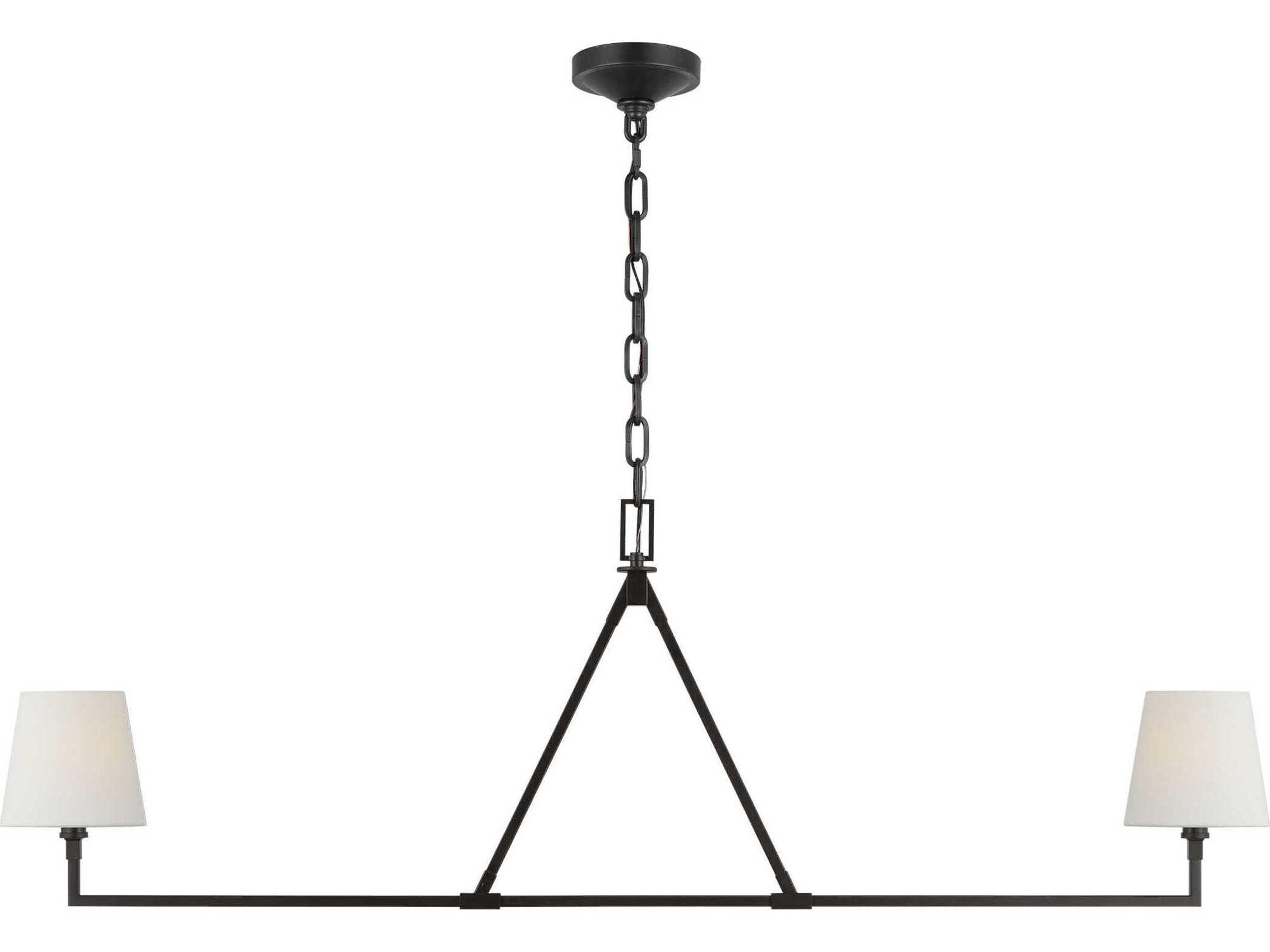 Visual Comfort Studio Perth 2-Light Aged Iron Black Linear Island Pendant