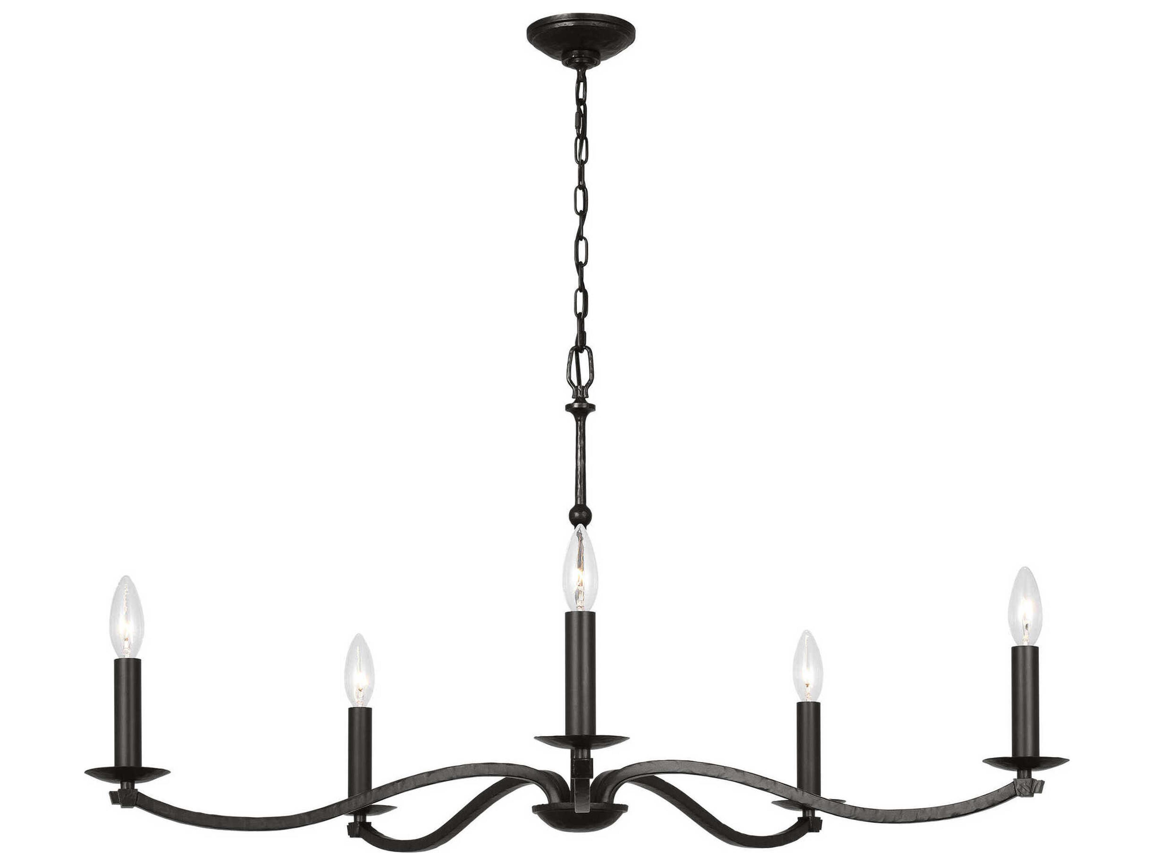 Visual Comfort Studio Wellen 5-Light Aged Iron Black Candelabra Chandelier