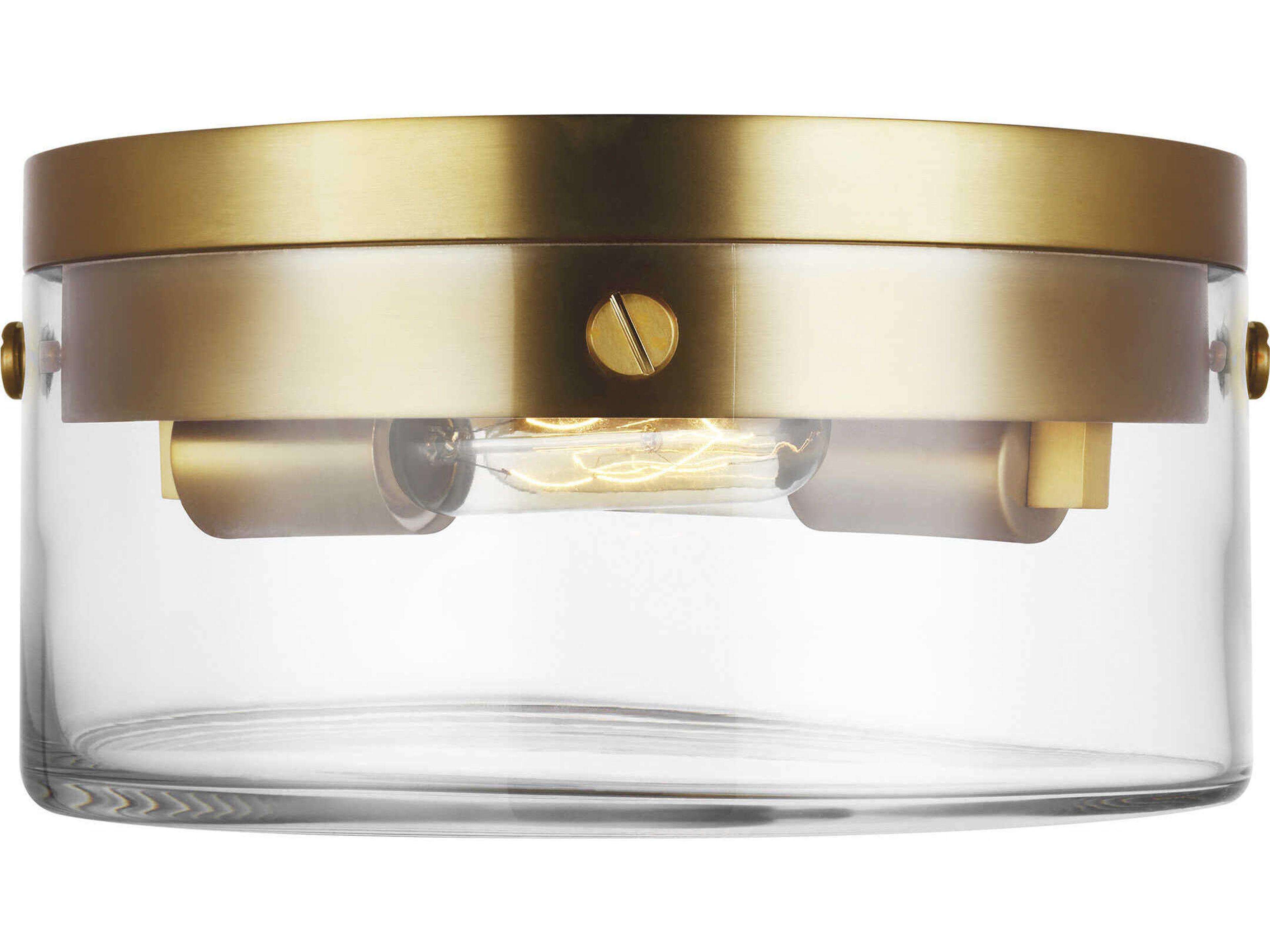 Visual Comfort Studio Garrett 2-Light Burnished Brass Drum Flush Mount