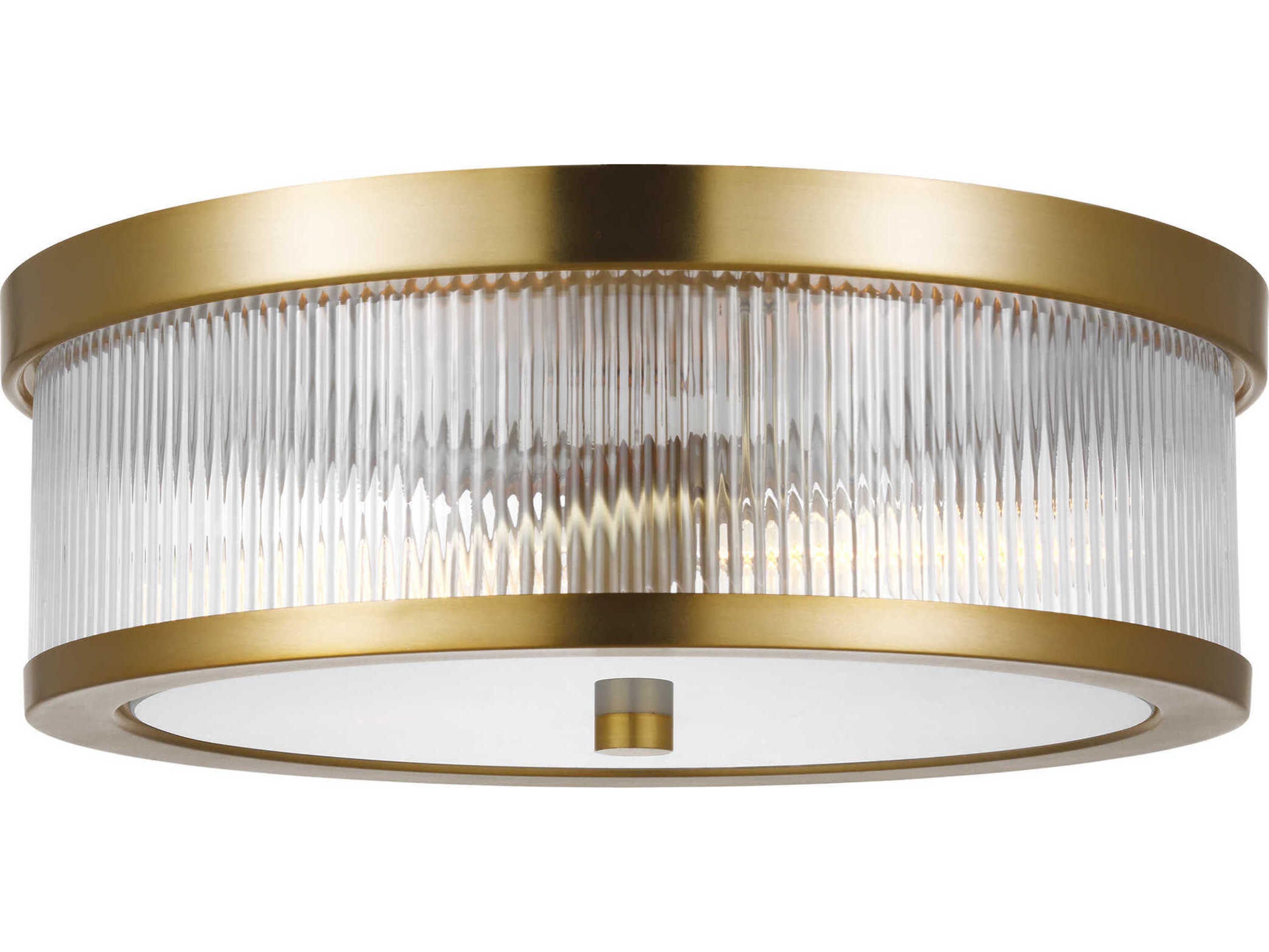 Visual Comfort Studio Geneva 2-Light Burnished Brass Drum Flush Mount
