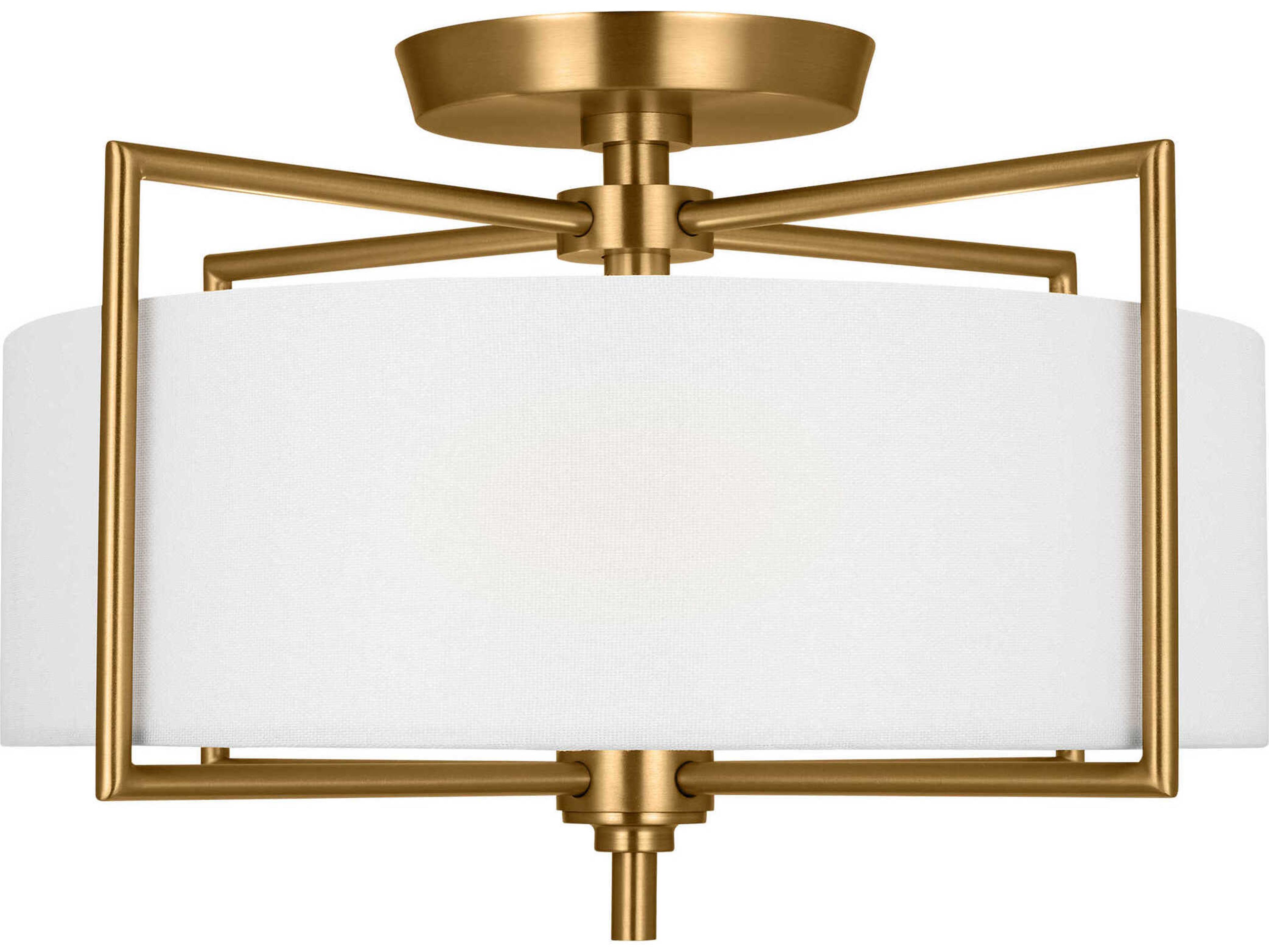 Visual Comfort Studio Perno 2-Light Burnished Brass Drum Semi Flush Mount