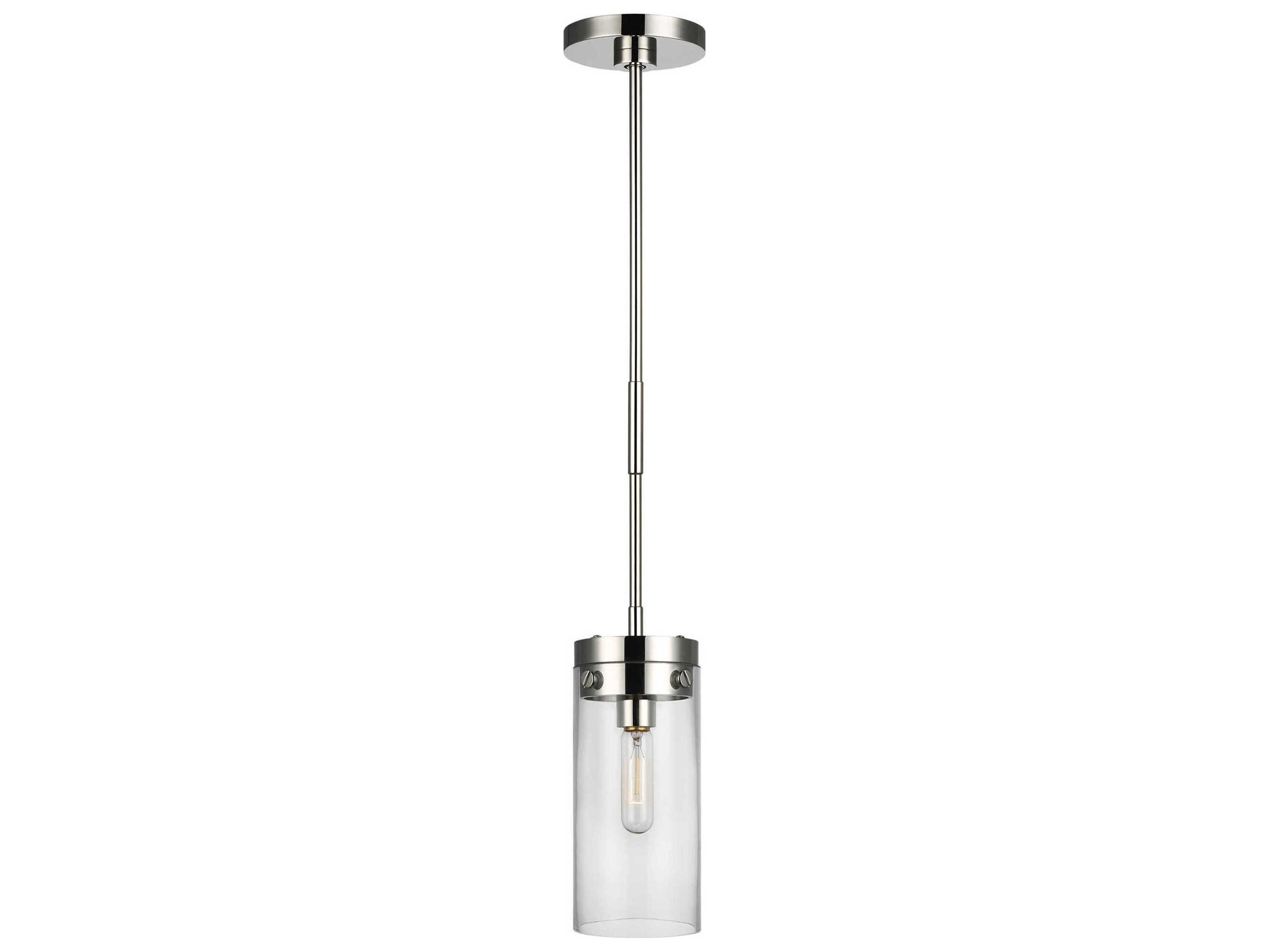 Visual Comfort Studio Garrett 1-Light Polished Nickel Cylinder Mini Pendant