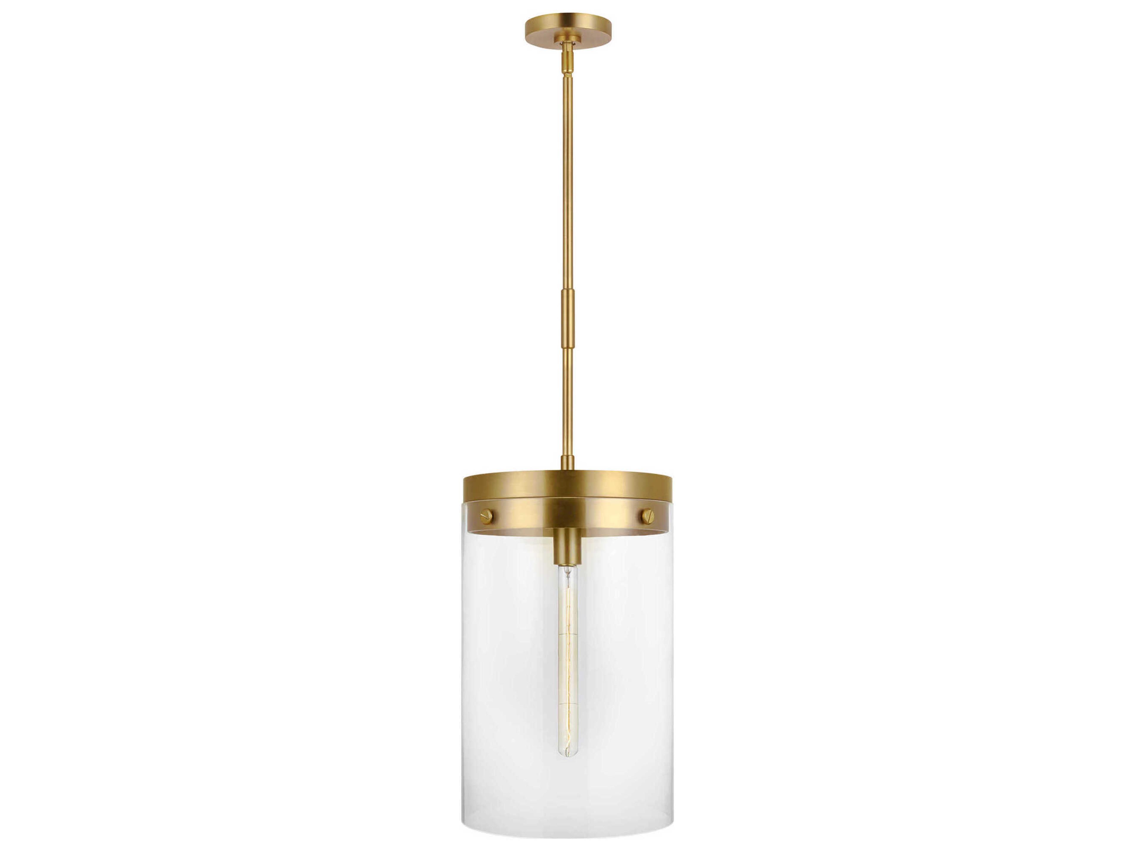 Visual Comfort Studio Garrett 1-Light Burnished Brass Cylinder Mini Pendant
