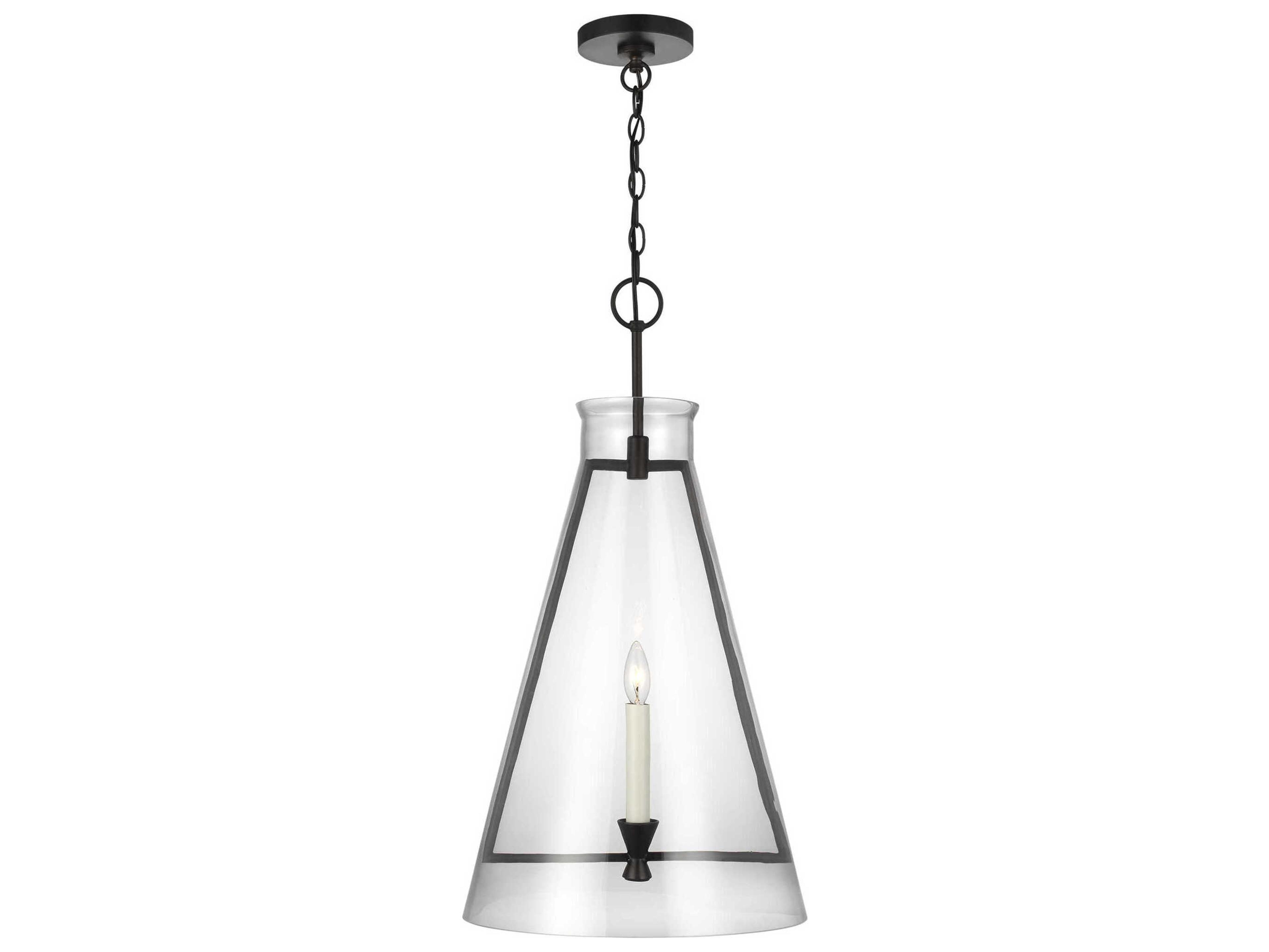 Visual Comfort Studio Keystone 1-Light Aged Iron Black Pendant