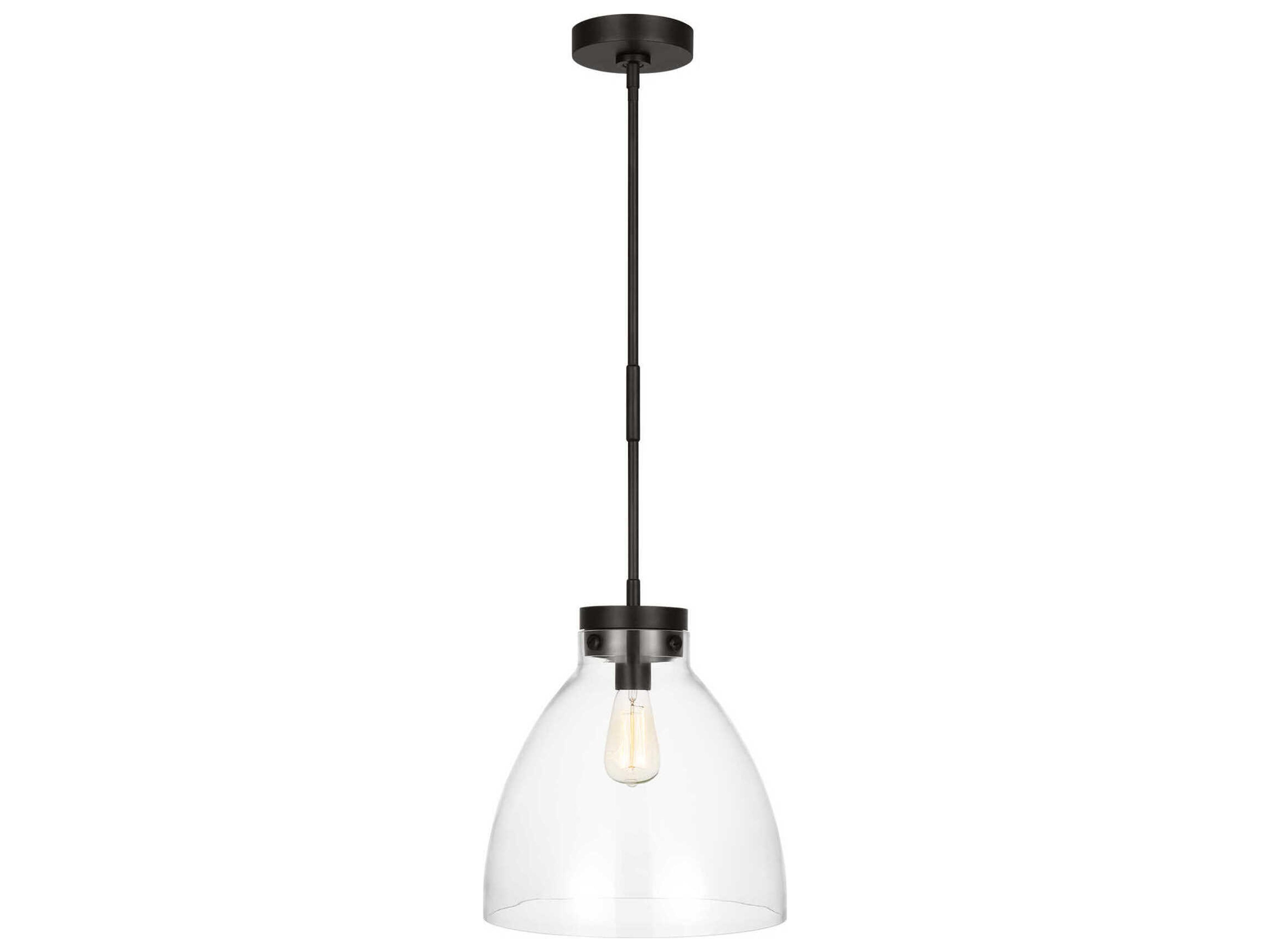 Visual Comfort Studio Garrett 1-Light Aged Iron Black Pendant