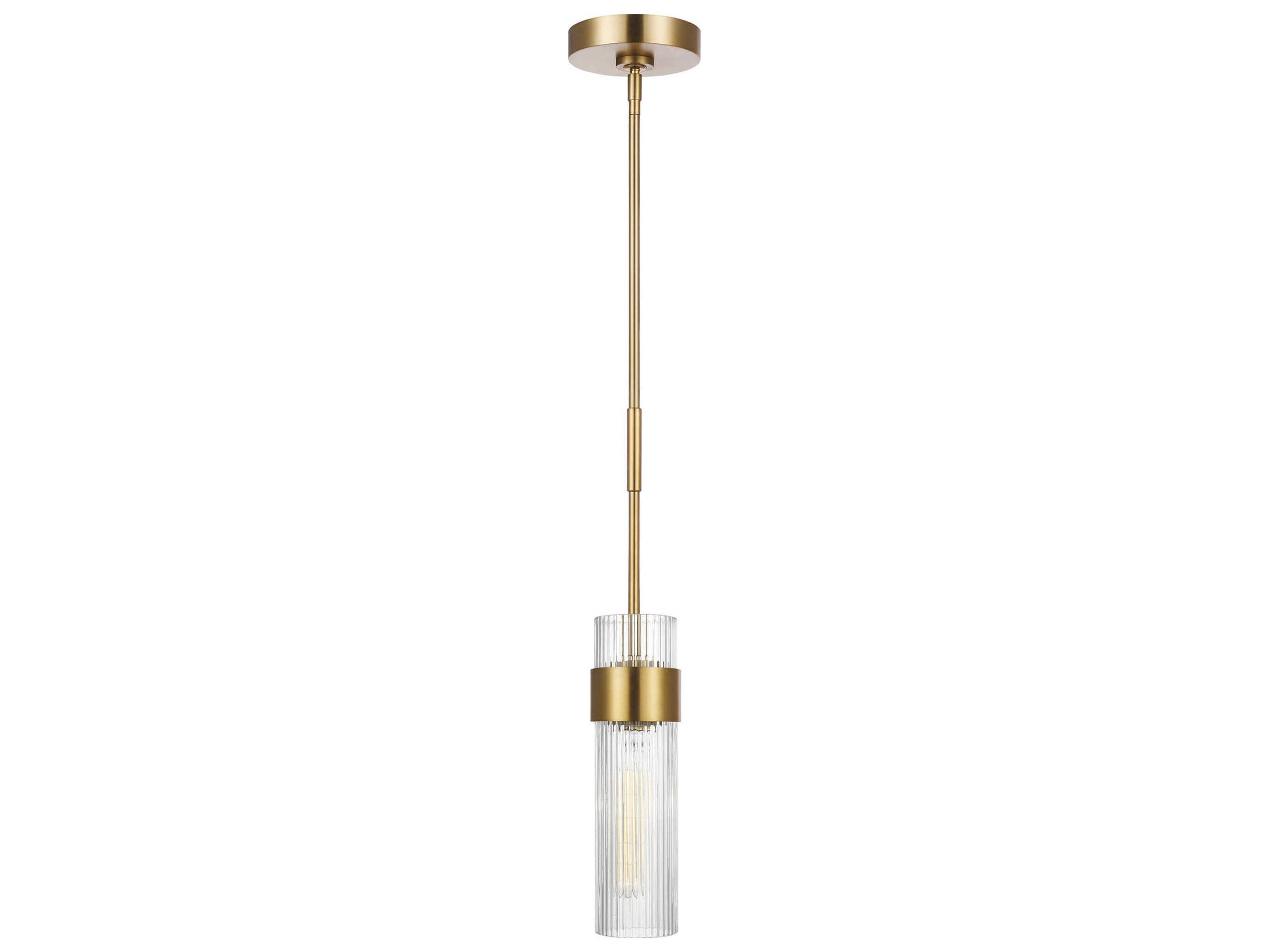 Visual Comfort Studio Geneva 1-Light Burnished Brass Cylinder Mini Pendant