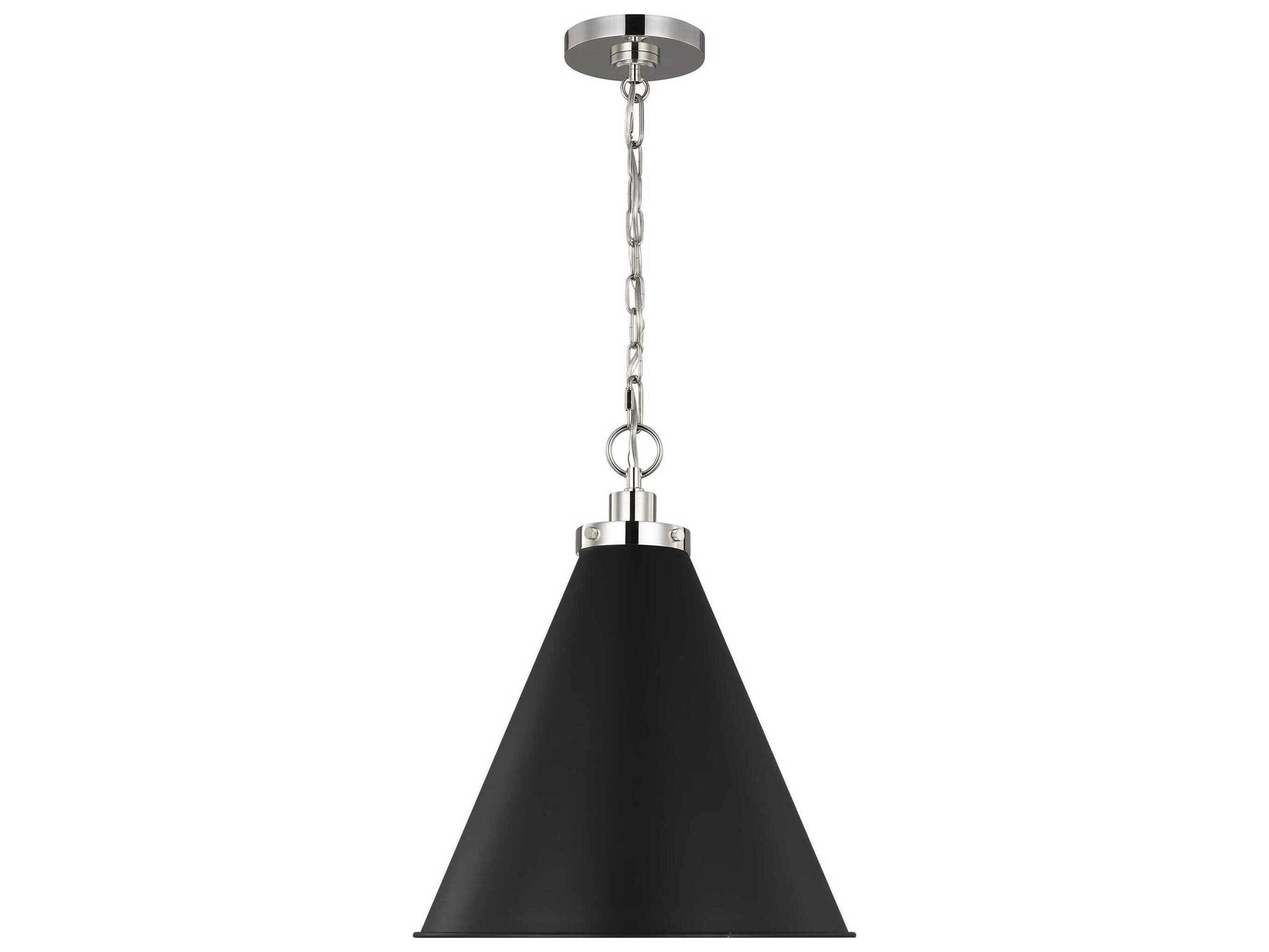 Visual Comfort Studio Wellfleet 1-Light Midnight Black Polished Nickel Pendant