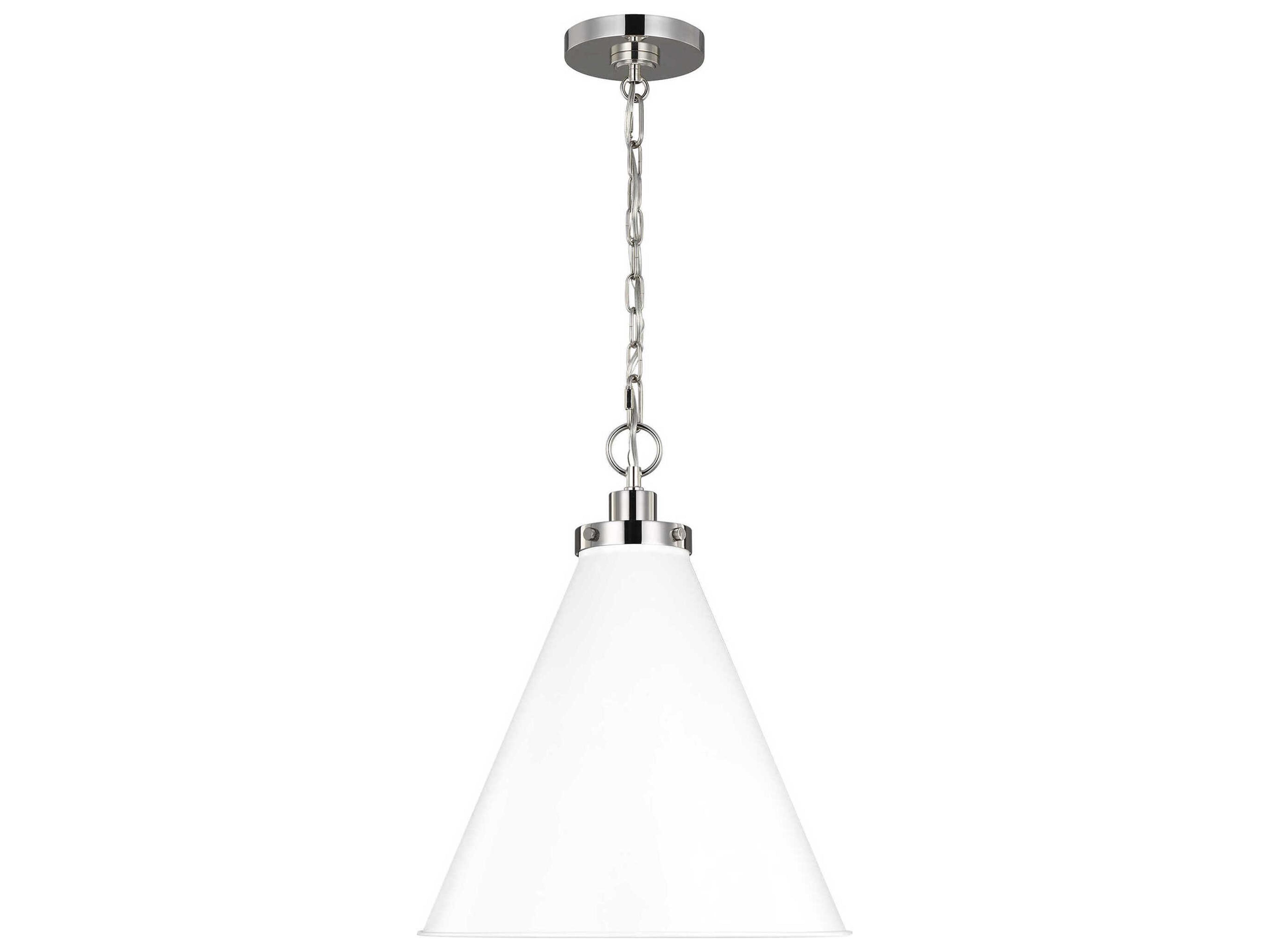 Visual Comfort Studio Wellfleet 1-Light Matte White Polished Nickel Pendant