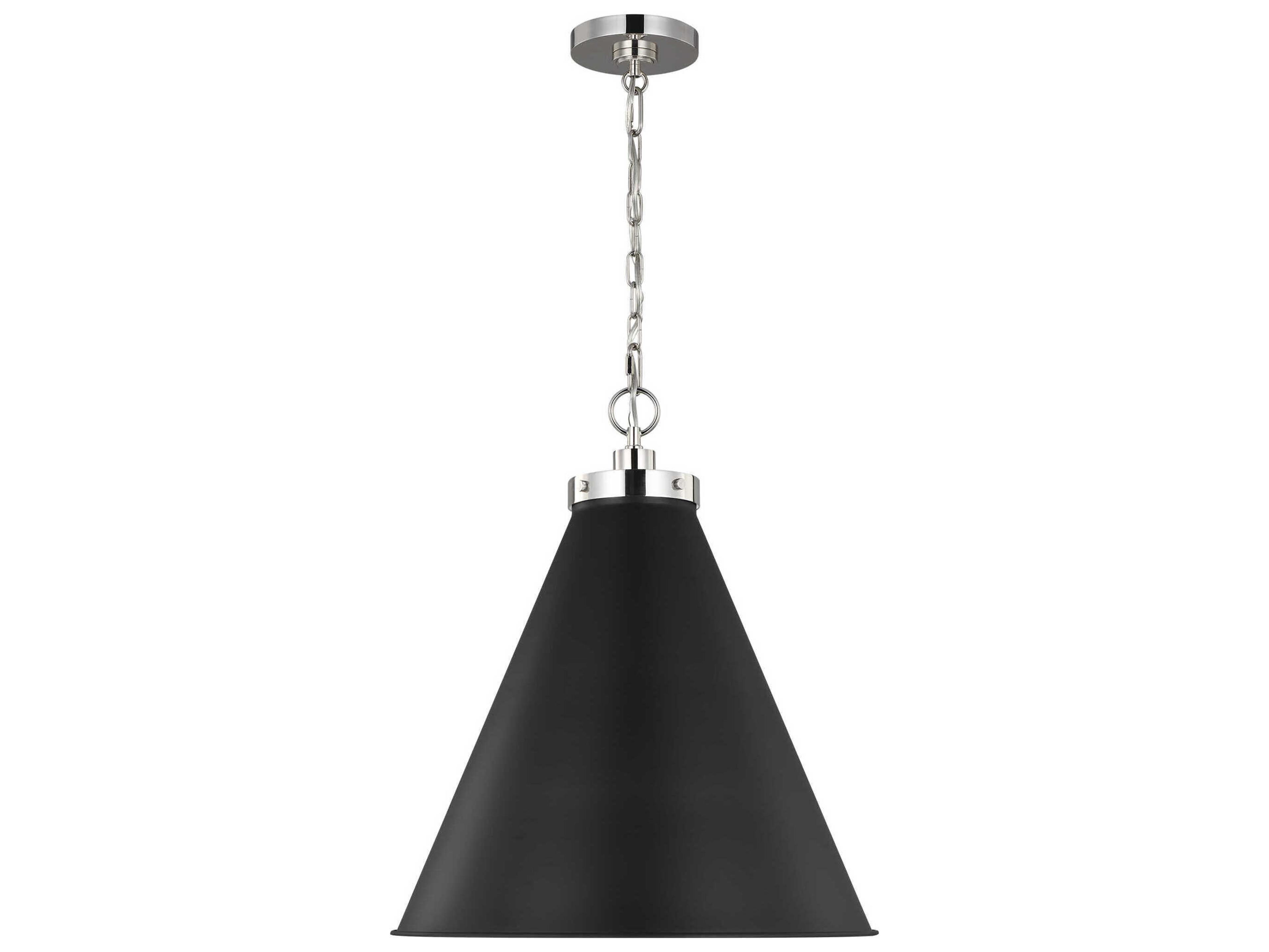 Visual Comfort Studio Wellfleet 1-Light Midnight Black Polished Nickel Pendant