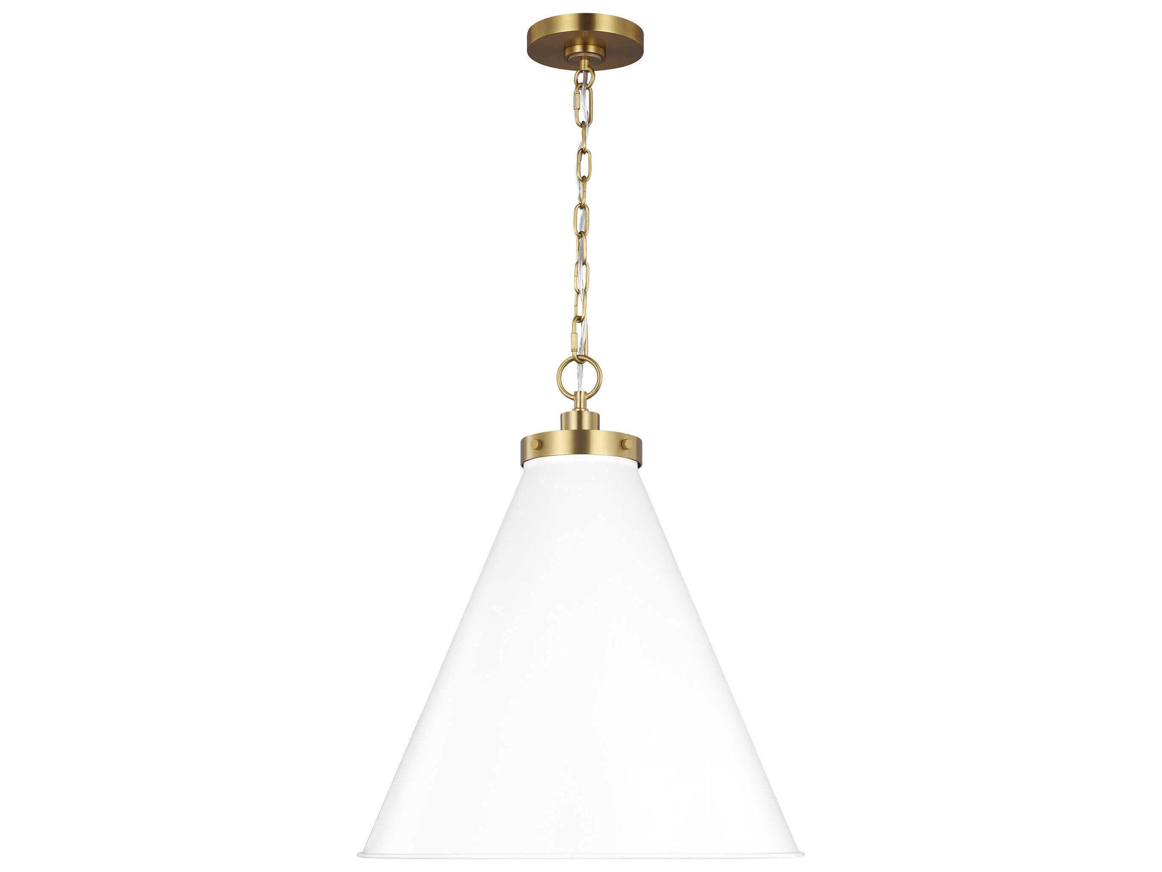 Visual Comfort Studio Wellfleet 1-Light Matte White Burnished Brass Pendant