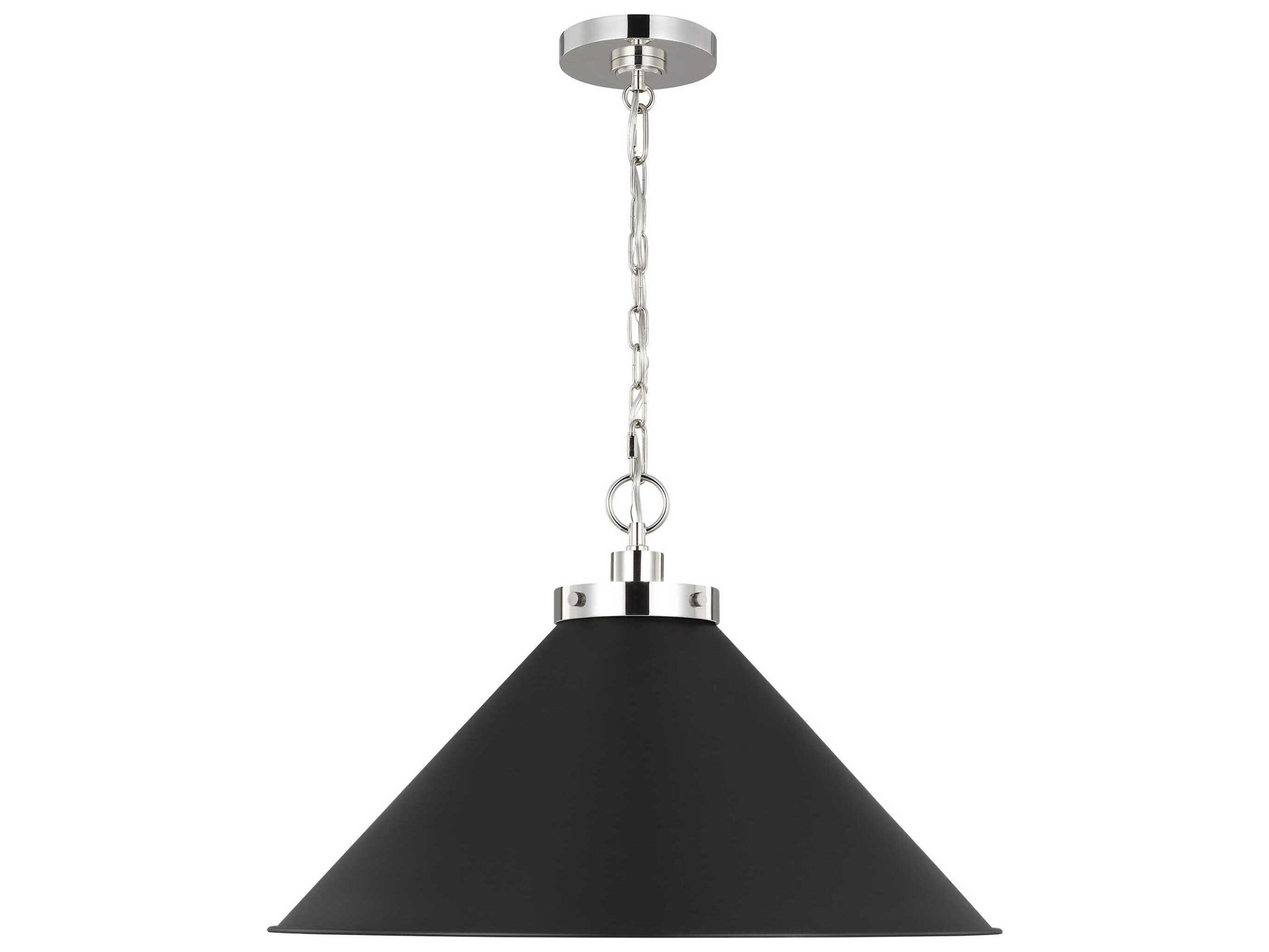 Visual Comfort Studio Wellfleet 1-Light Midnight Black Polished Nickel Pendant