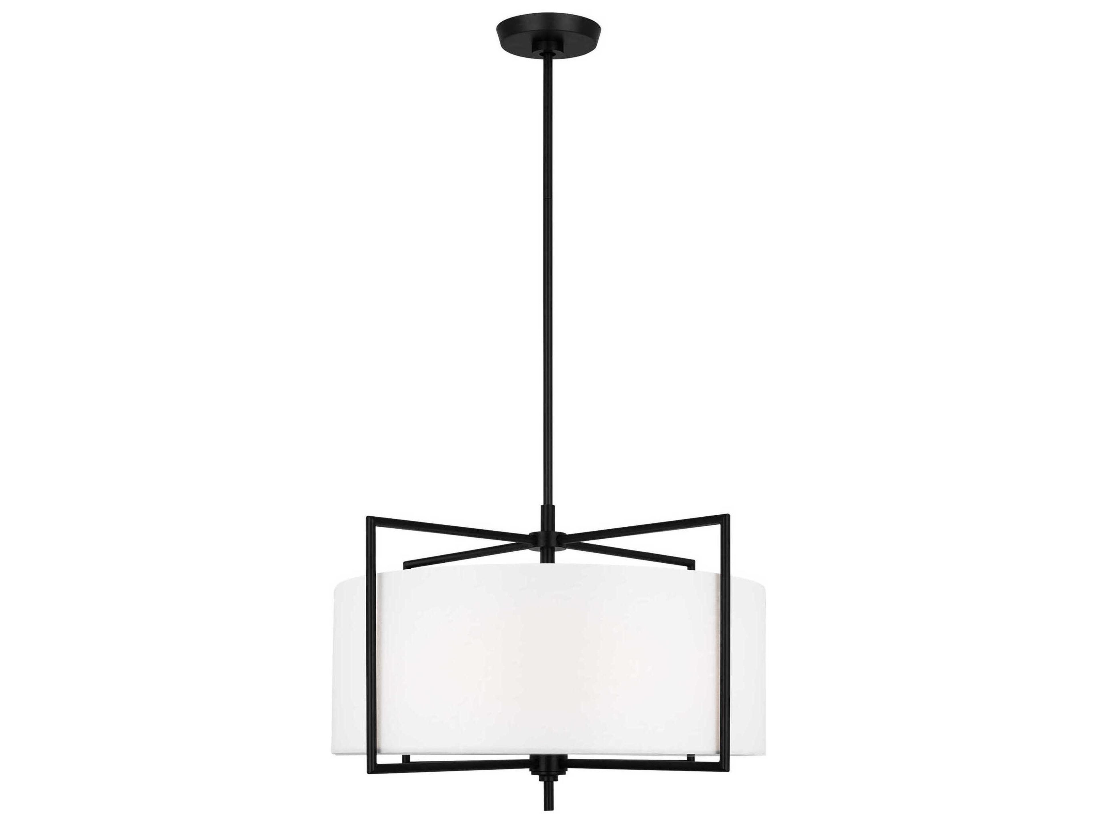 Visual Comfort Studio Perno 4-Light Aged Iron Black Drum Pendant