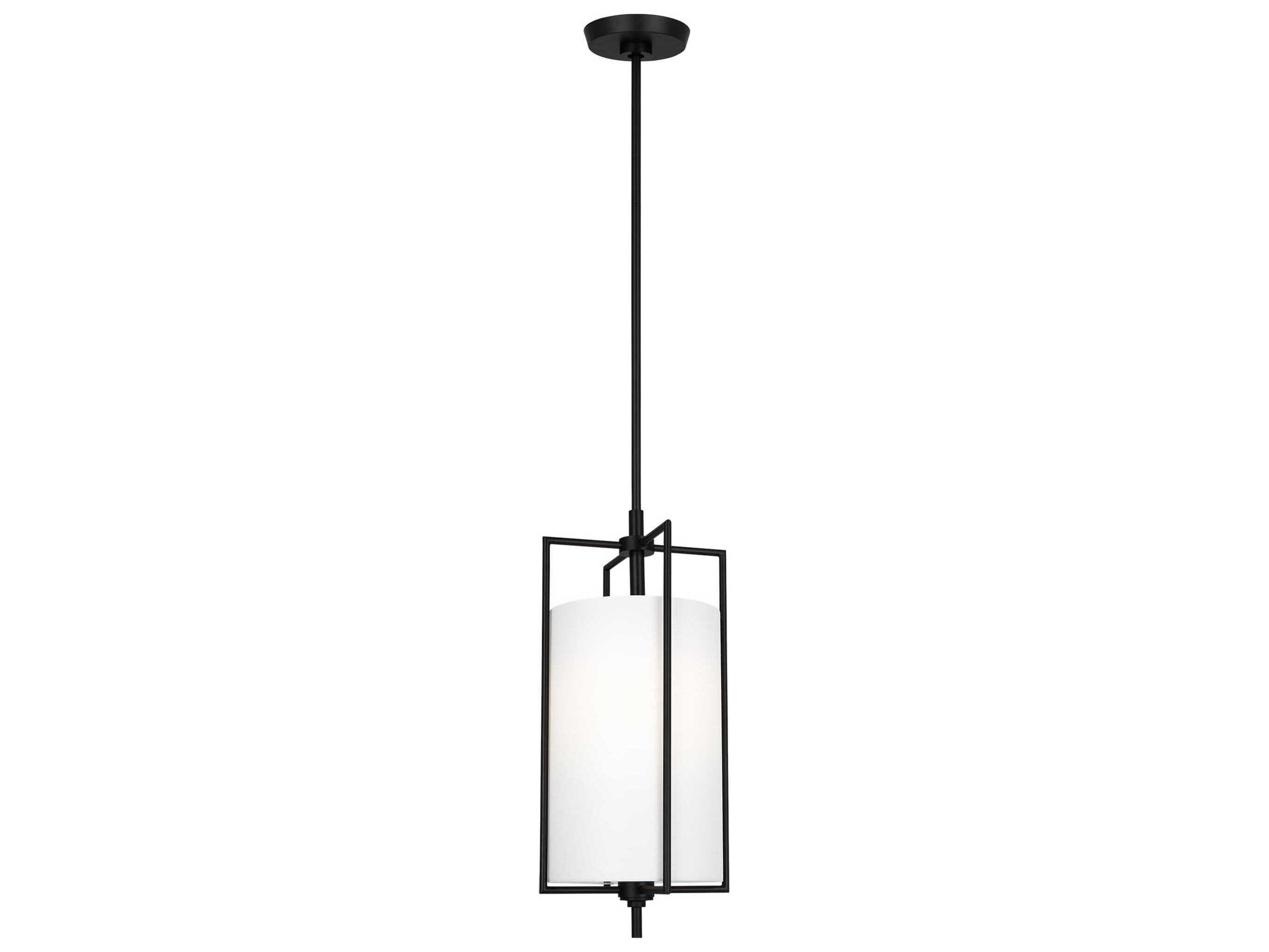 Visual Comfort Studio Perno 1-Light Aged Iron Black Cylinder Mini Pendant