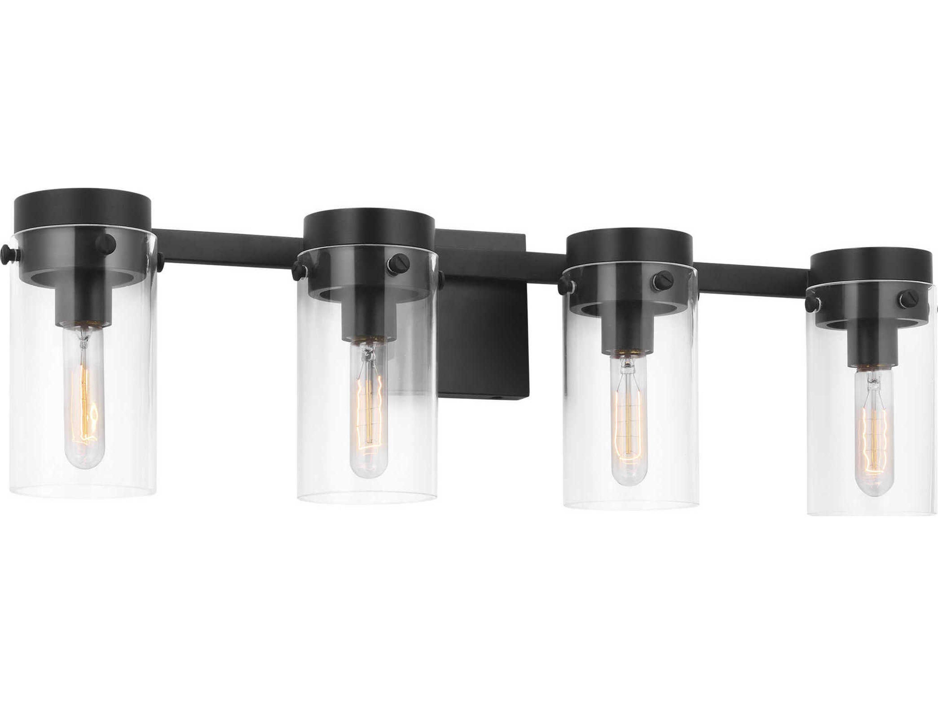 Visual Comfort Studio Garrett 4-Light Aged Iron Black Vanity Light