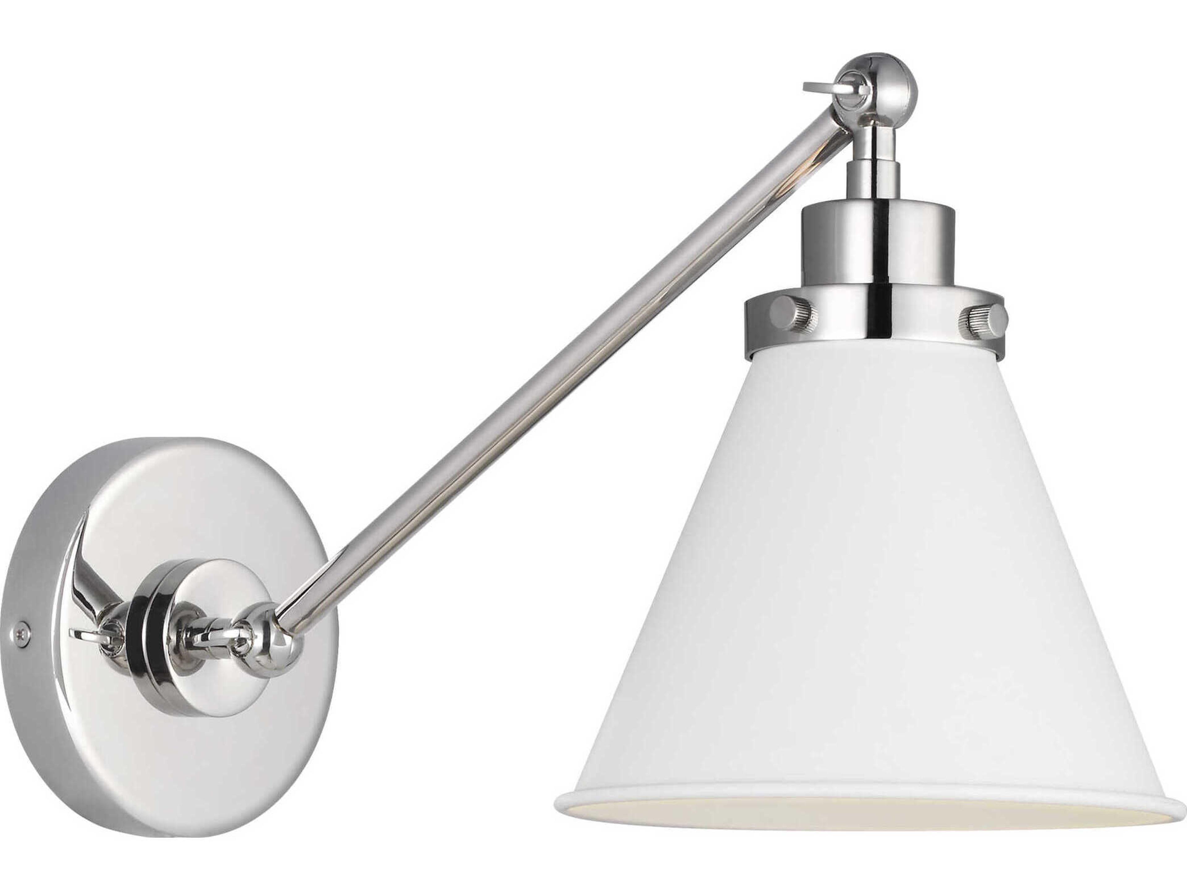Visual Comfort Studio Wellfleet 1-Light Matte White Polished Nickel Swing Wall Sconce