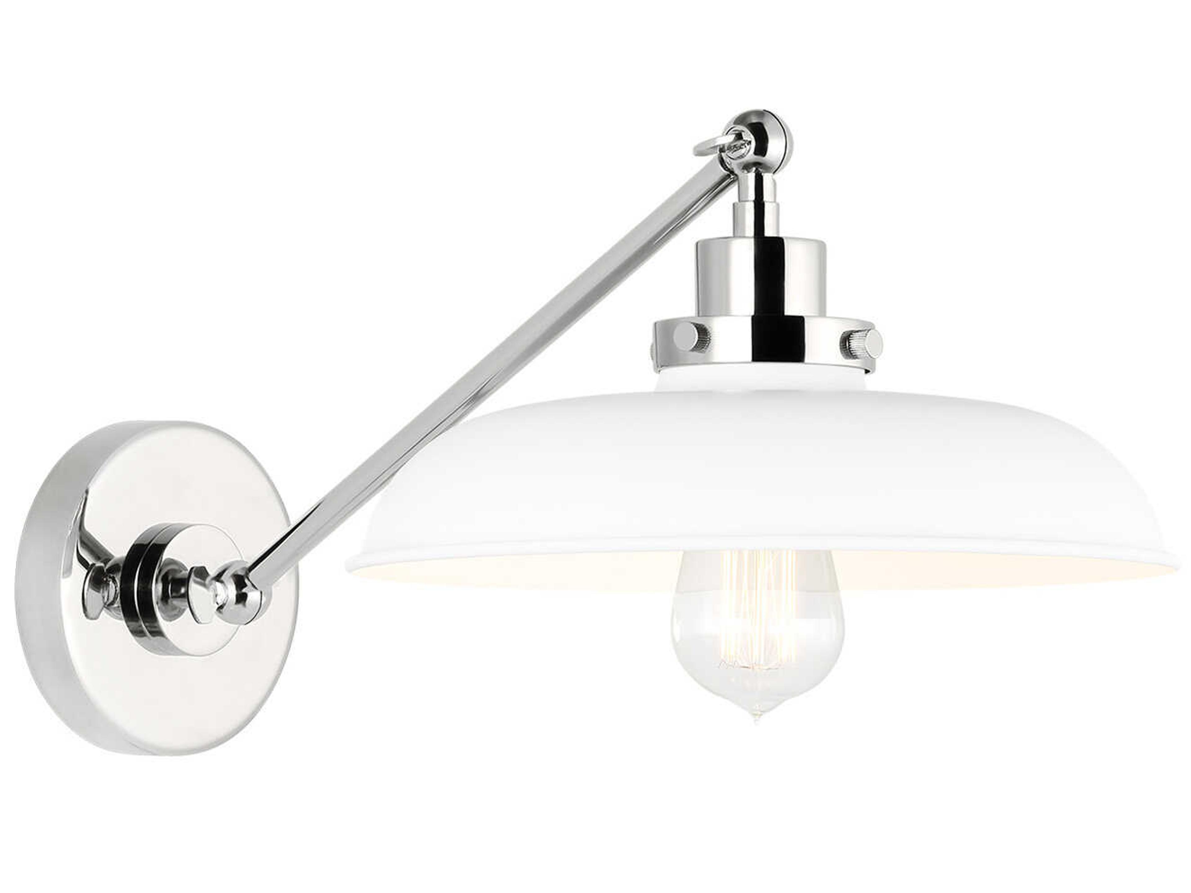 Visual Comfort Studio Wellfleet 1-Light Matte White Polished Nickel Swing Wall Sconce