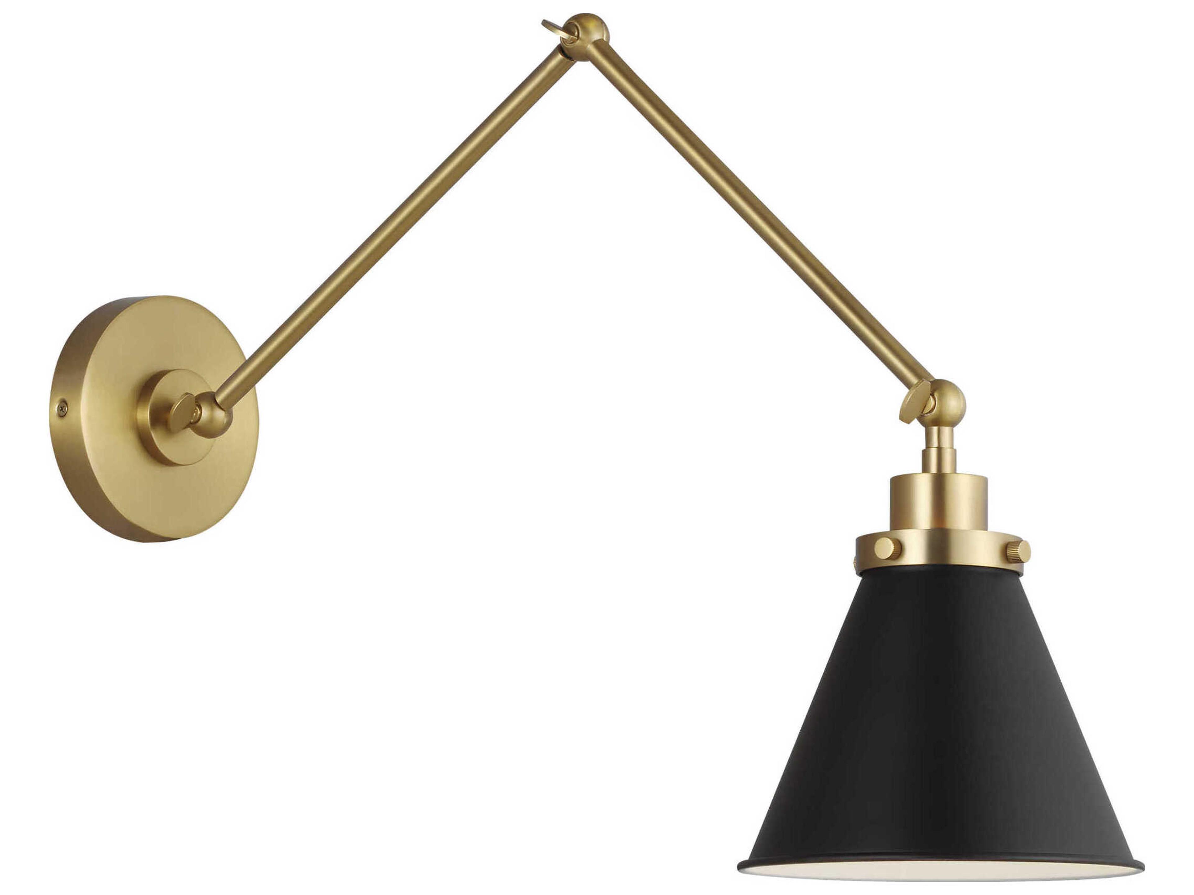 Visual Comfort Studio Wellfleet 1-Light Midnight Black Burnished Brass Swing Wall Sconce