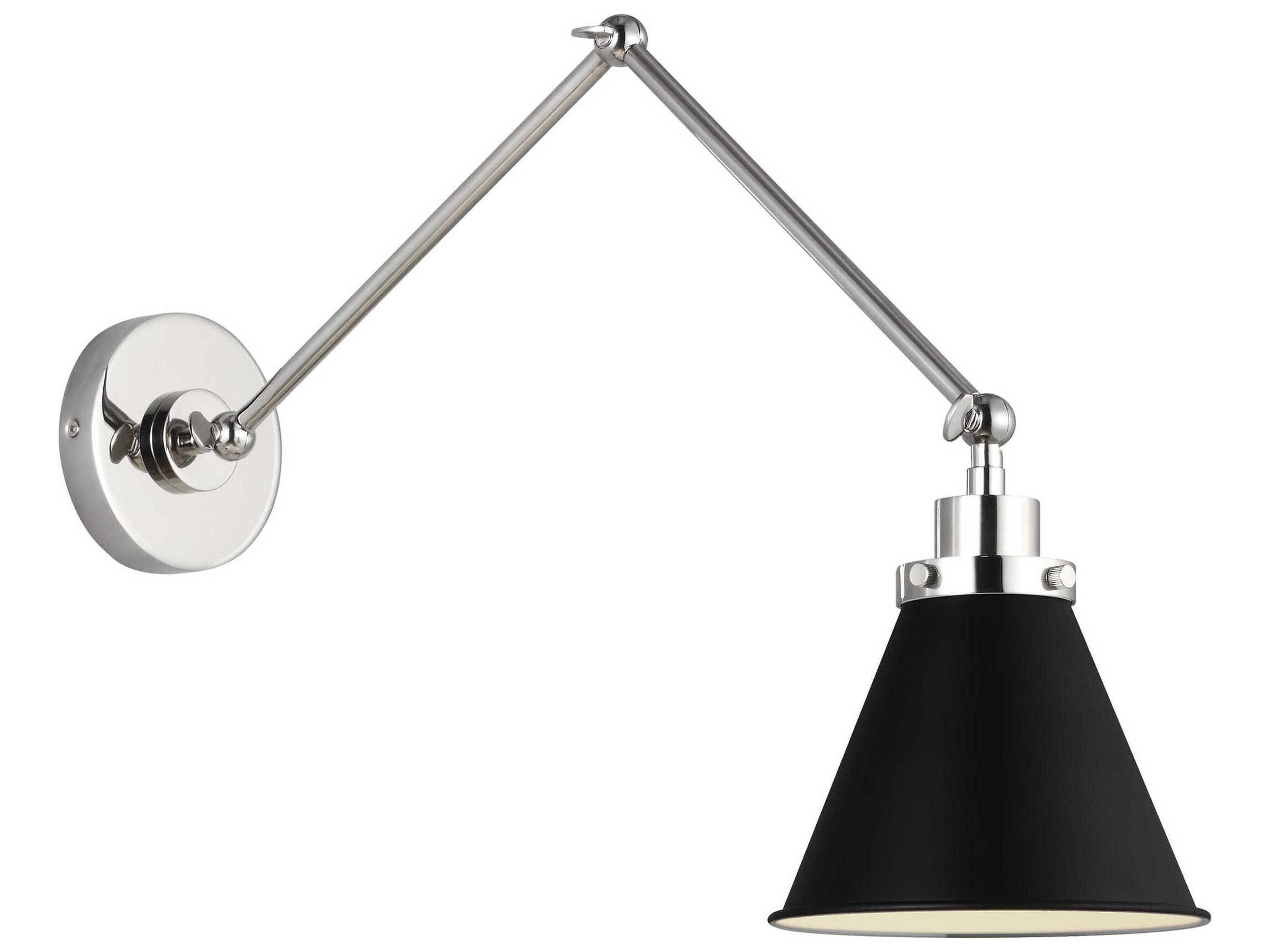 Visual Comfort Studio Wellfleet 1-Light Midnight Black Polished Nickel Swing Wall Sconce