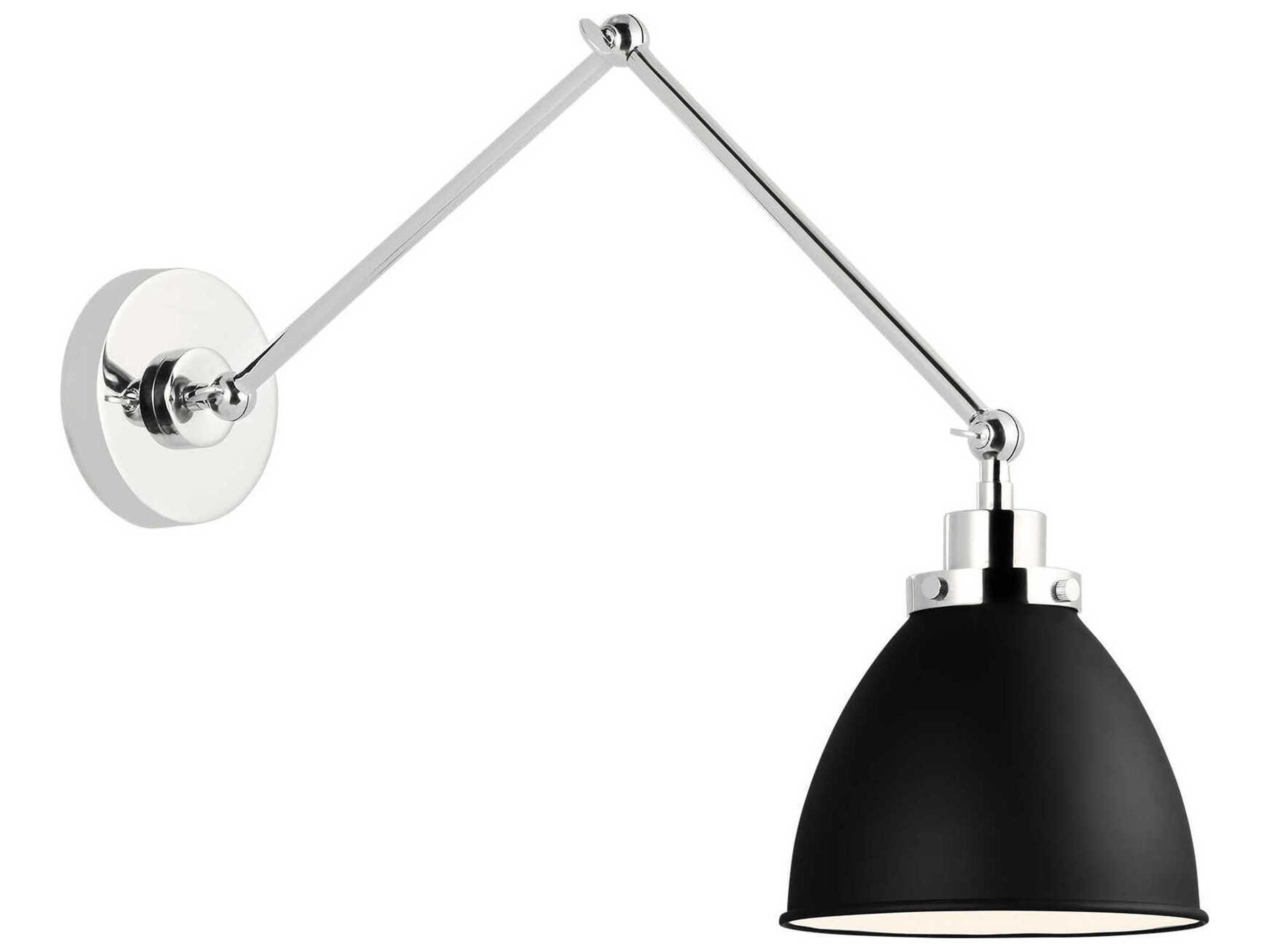 Visual Comfort Studio Wellfleet 1-Light Midnight Black Polished Nickel Swing Wall Sconce