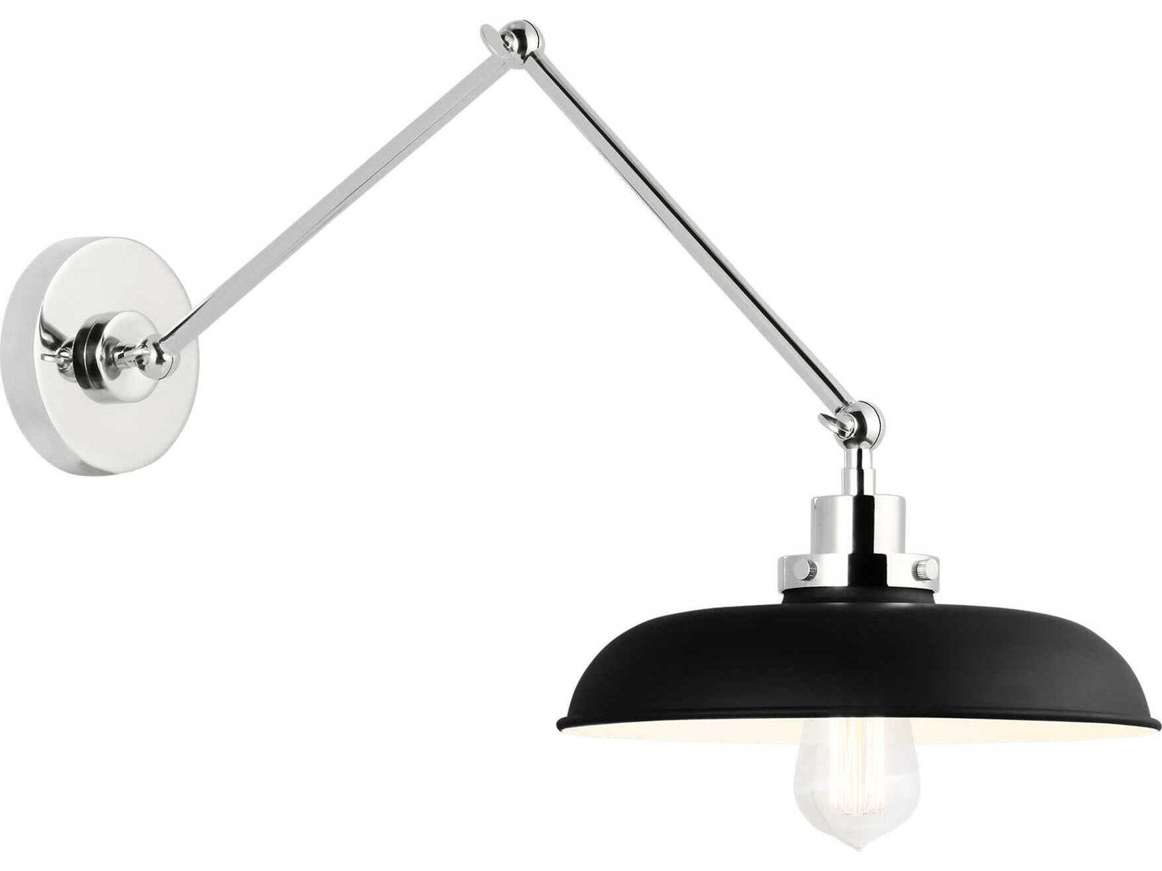 Visual Comfort Studio Wellfleet 1-Light Midnight Black Polished Nickel Swing Wall Sconce